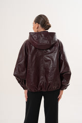 The Marvella Burgundy Leather Jacket On Sale