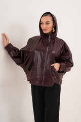 The Marvella Burgundy Leather Jacket On Sale