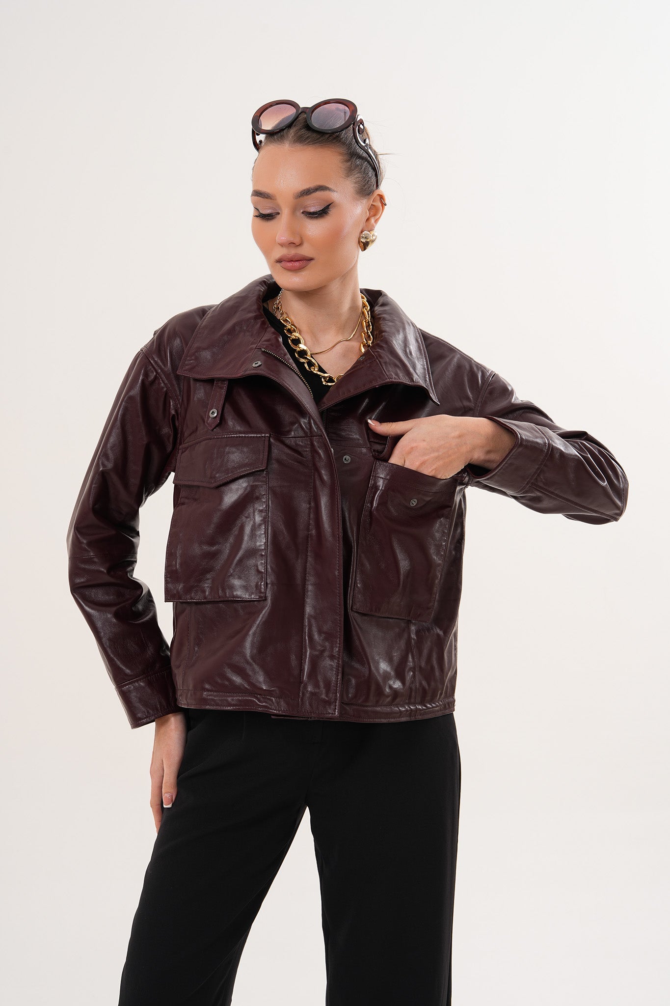 The Ravelyn Burgundy Leather Jacket All New