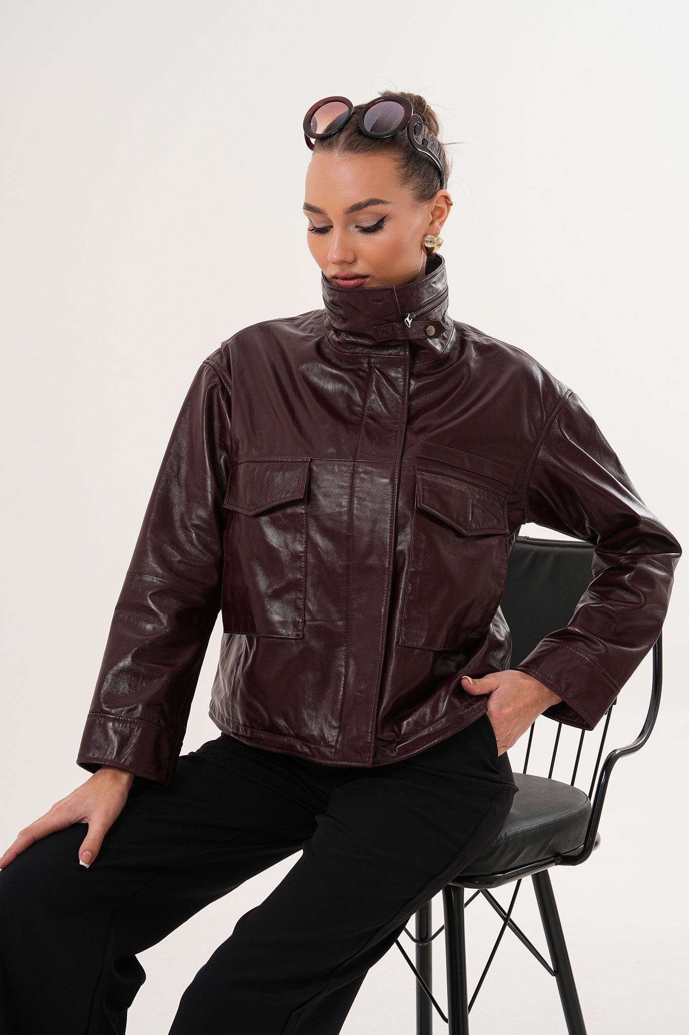 The Ravelyn Burgundy Leather Jacket All New