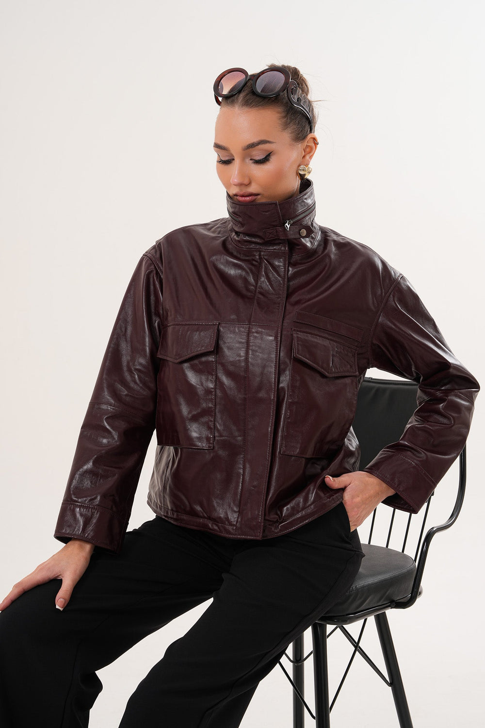 The Ravelyn Burgundy Leather Jacket All New