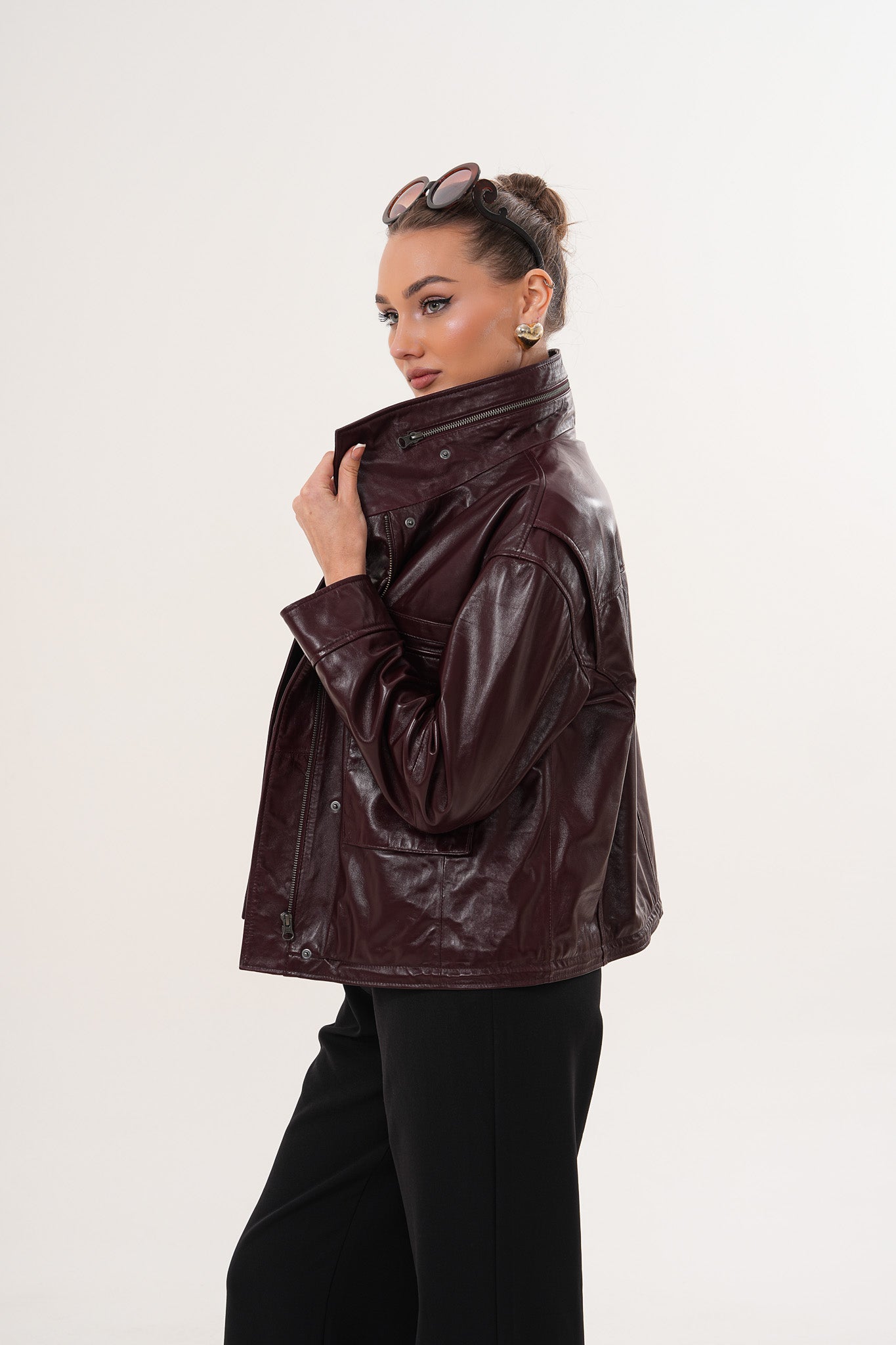 The Ravelyn Burgundy Leather Jacket All New
