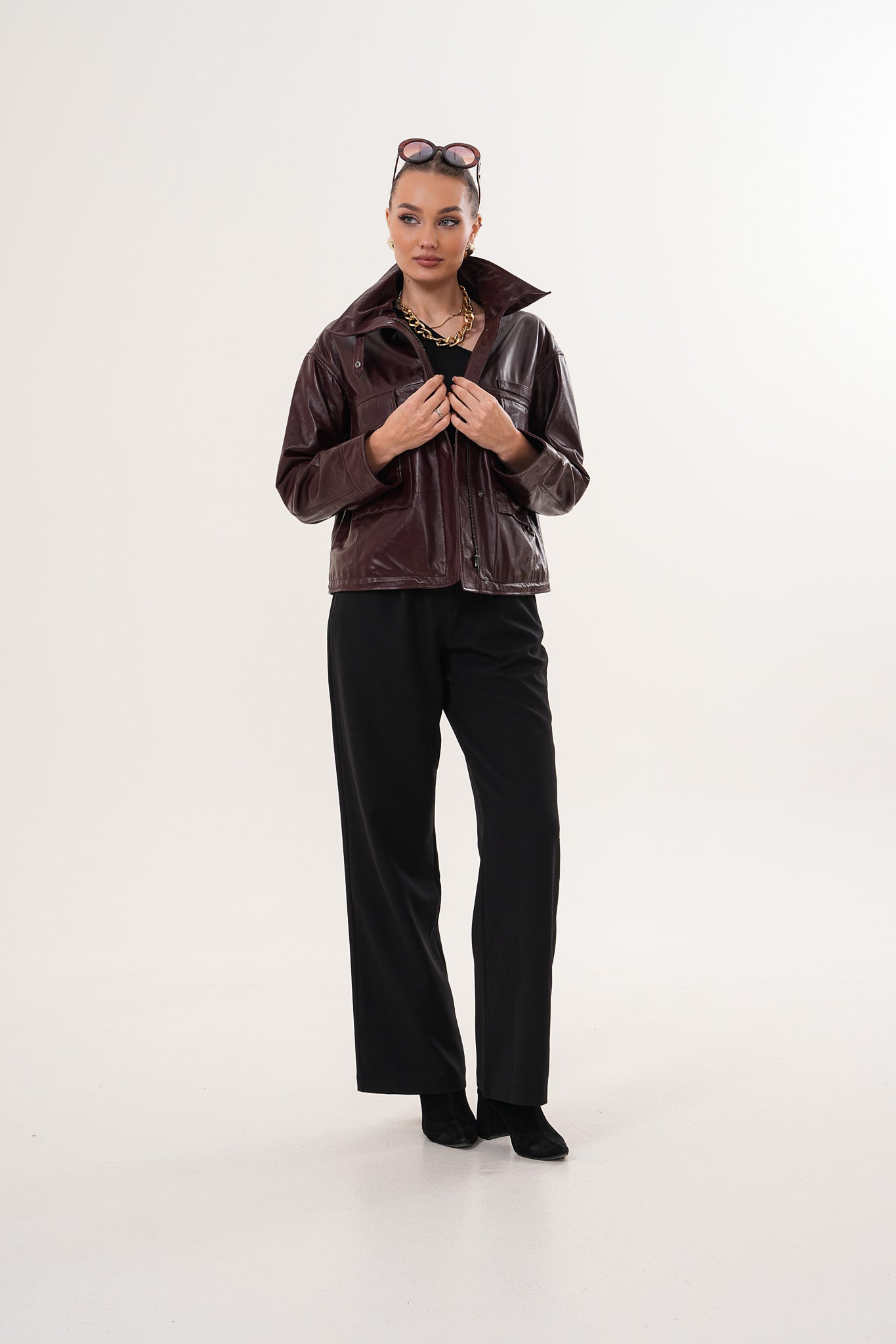 The Ravelyn Burgundy Leather Jacket All New