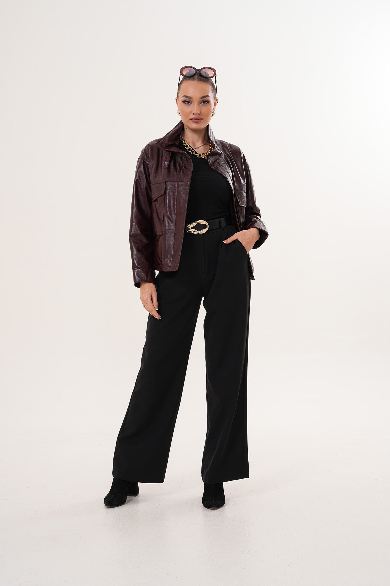 The Ravelyn Burgundy Leather Jacket All New