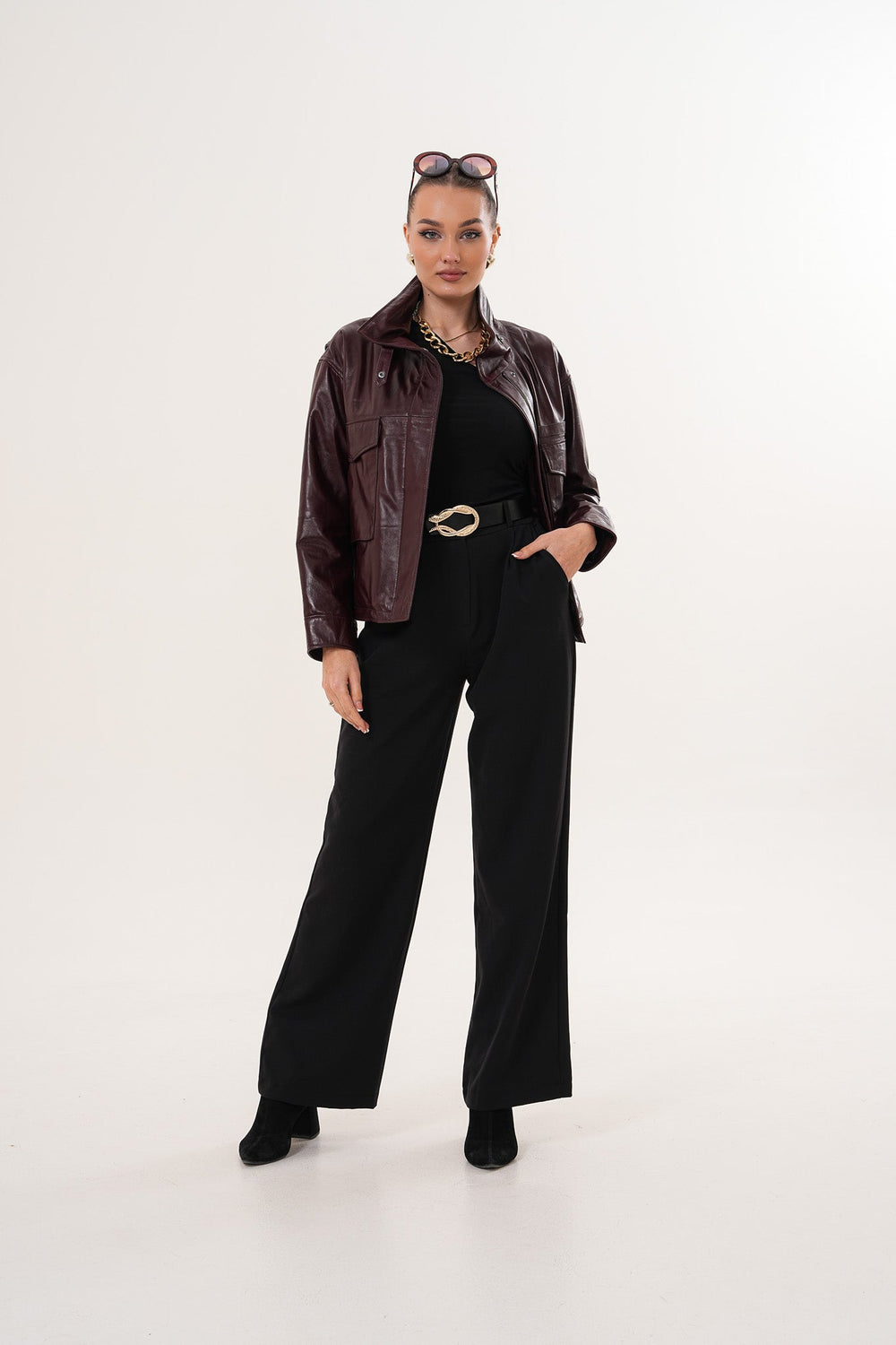 The Ravelyn Burgundy Leather Jacket All New