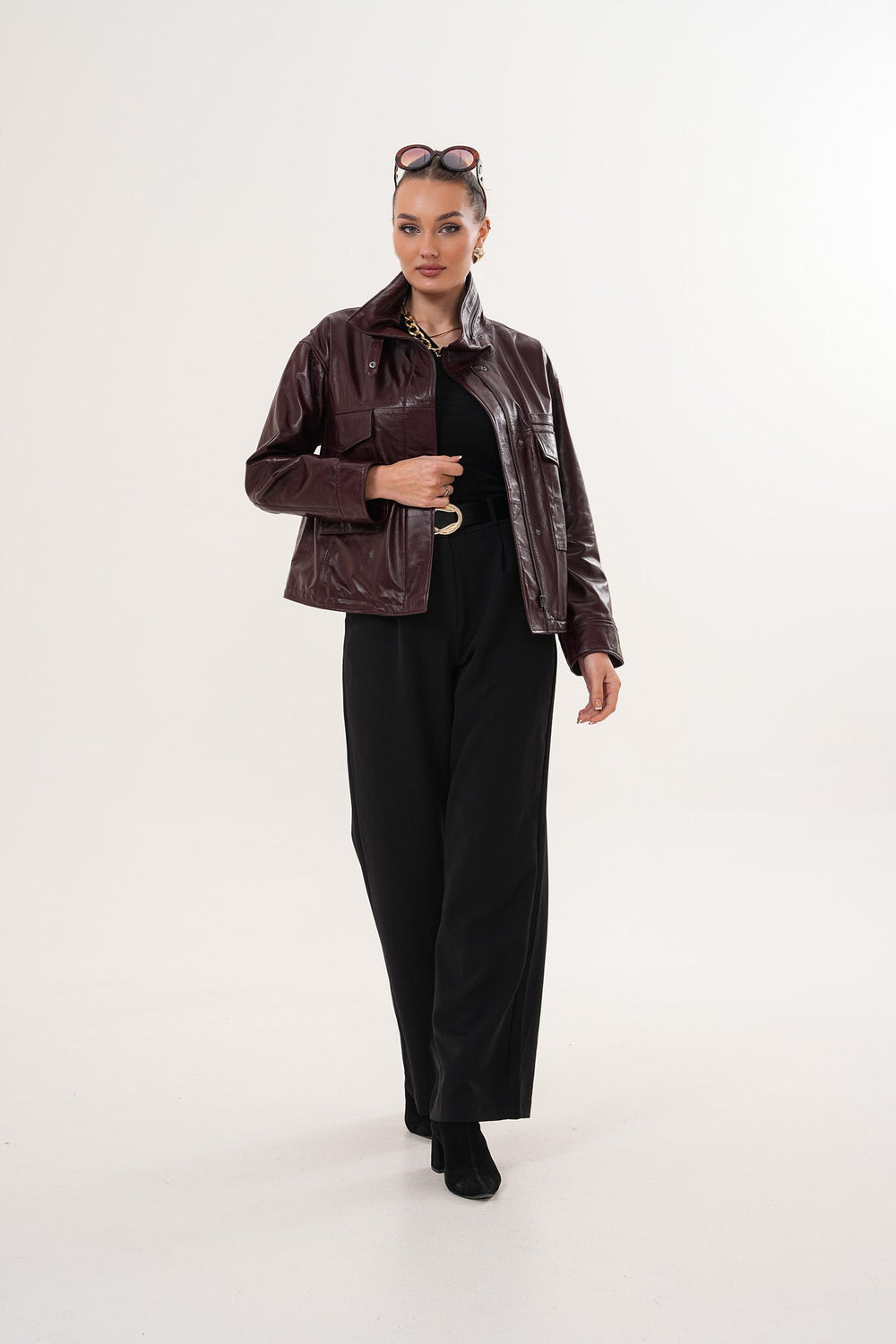 The Ravelyn Burgundy Leather Jacket All New