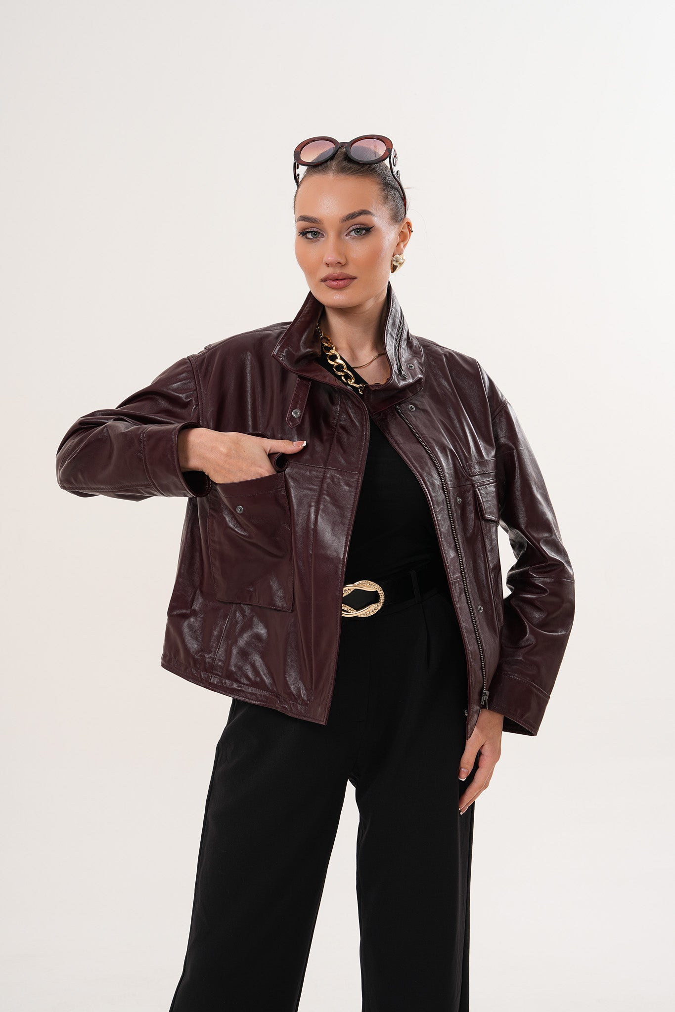 The Ravelyn Burgundy Leather Jacket All New