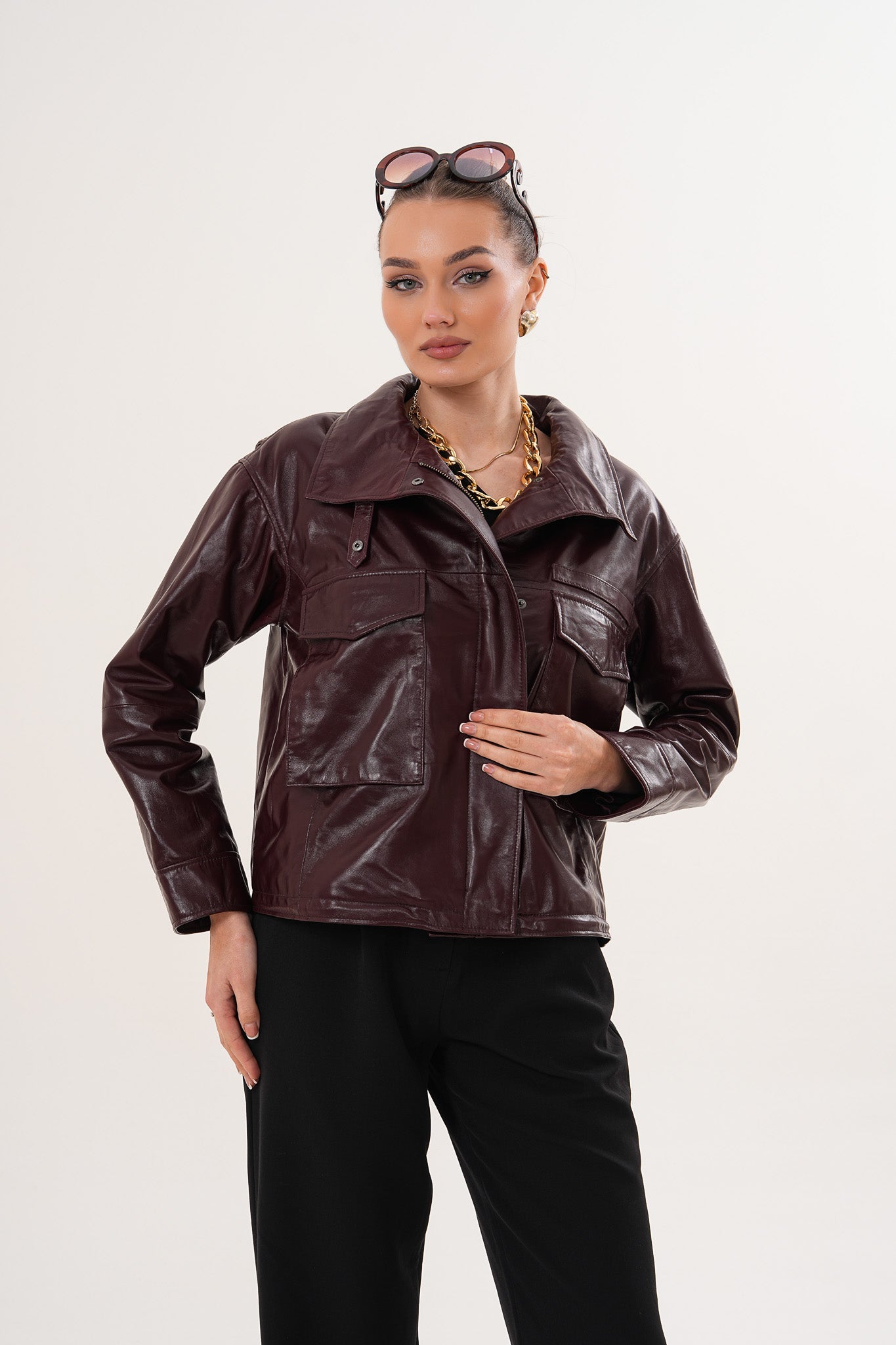 The Ravelyn Burgundy Leather Jacket All New