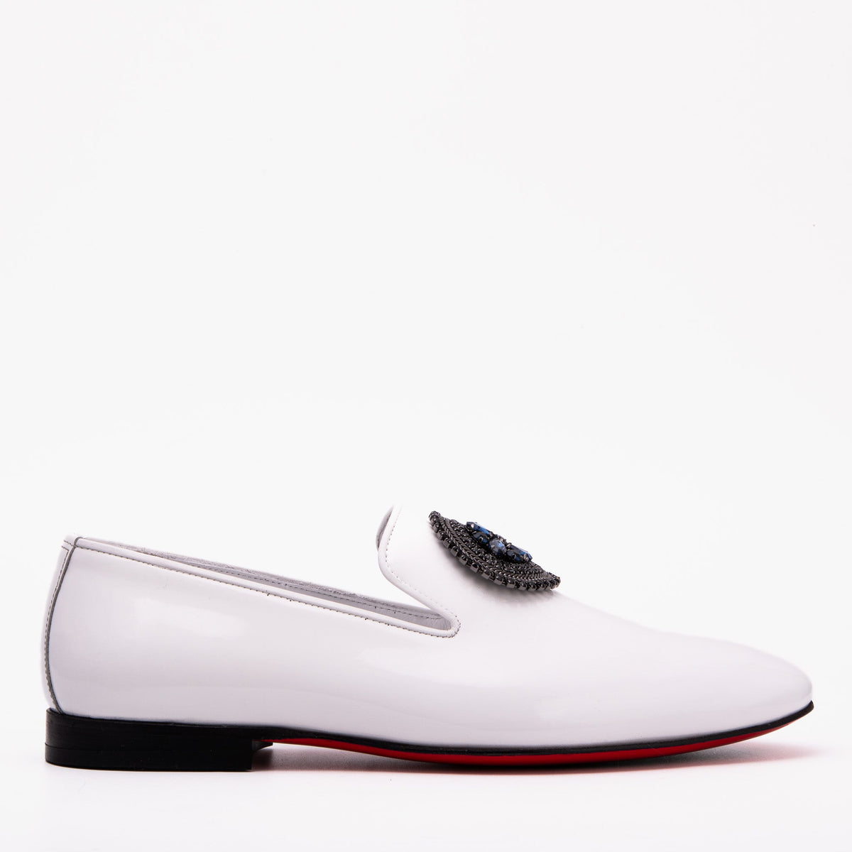 The Pombe White Patent Leather Dress Slip-on Loafer Shoe On Sale