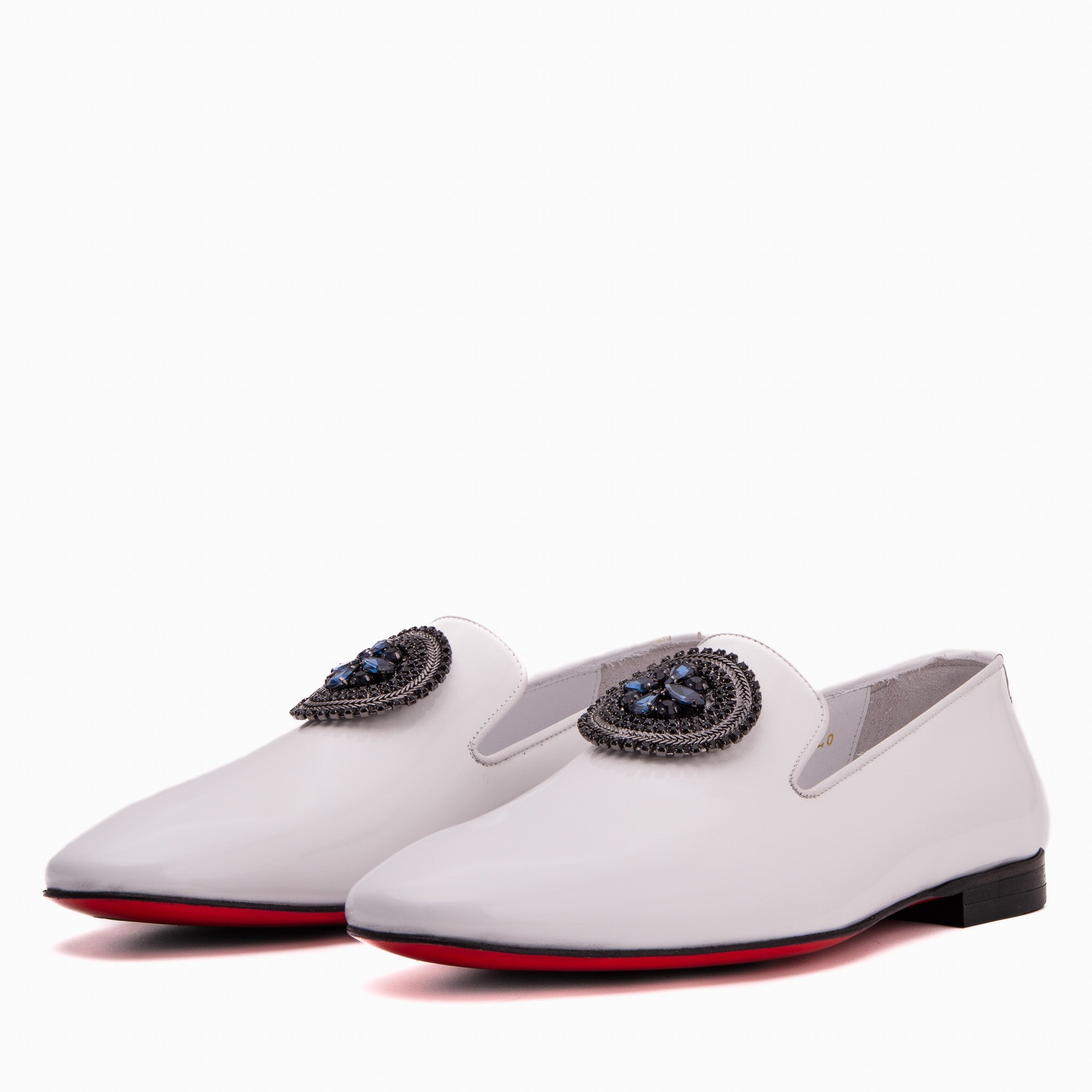 The Pombe White Patent Leather Dress Slip-on Loafer Shoe On Sale