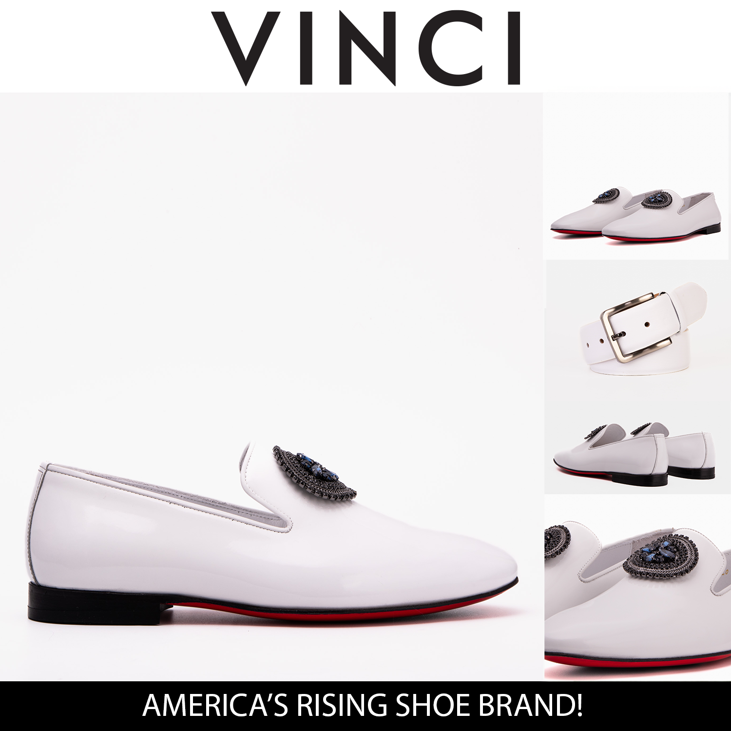 The Pombe White Patent Leather Dress Slip-on Loafer Shoe On Sale