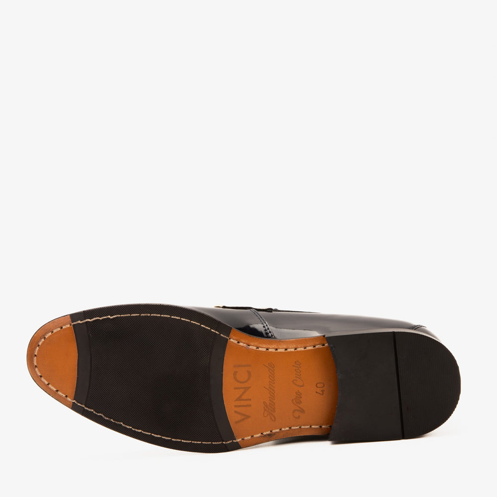 The Imperial Navy Blue Gold Leather Dress Shoe For Sale