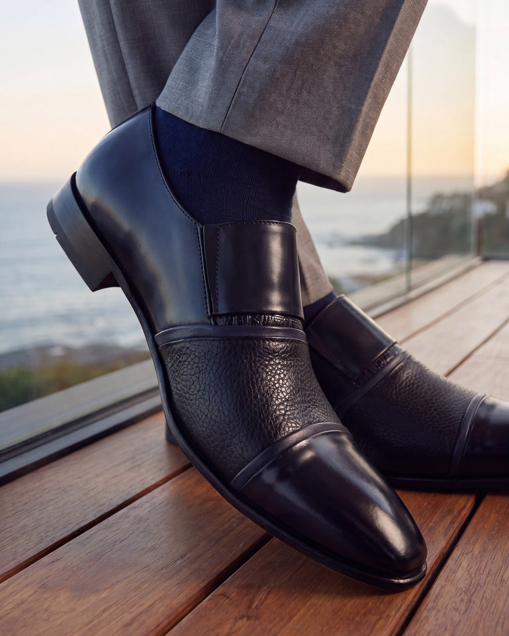 The Everest Navy Leather Cap Toe Dress Loafer Shoe All New