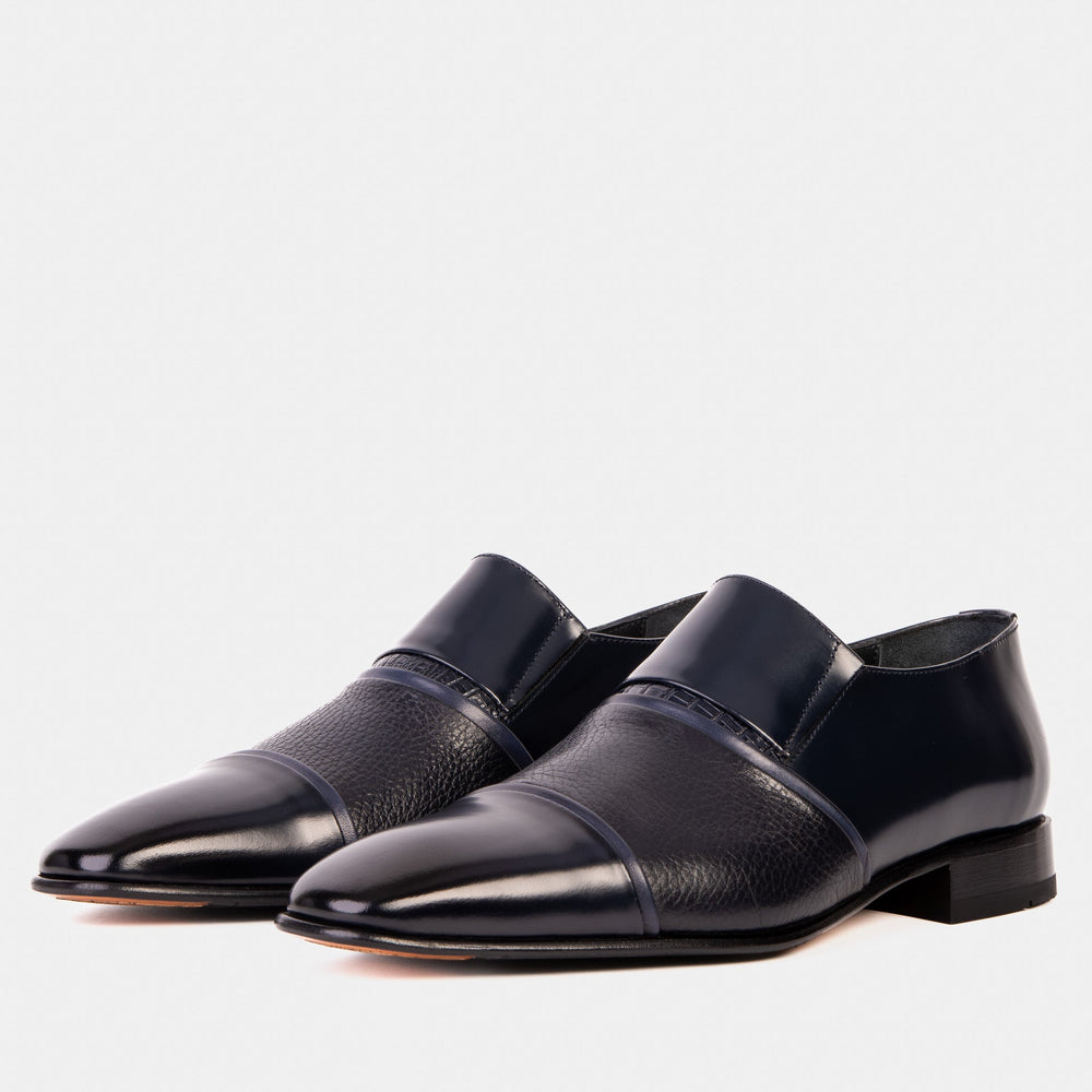 The Everest Navy Leather Cap Toe Dress Loafer Shoe All New