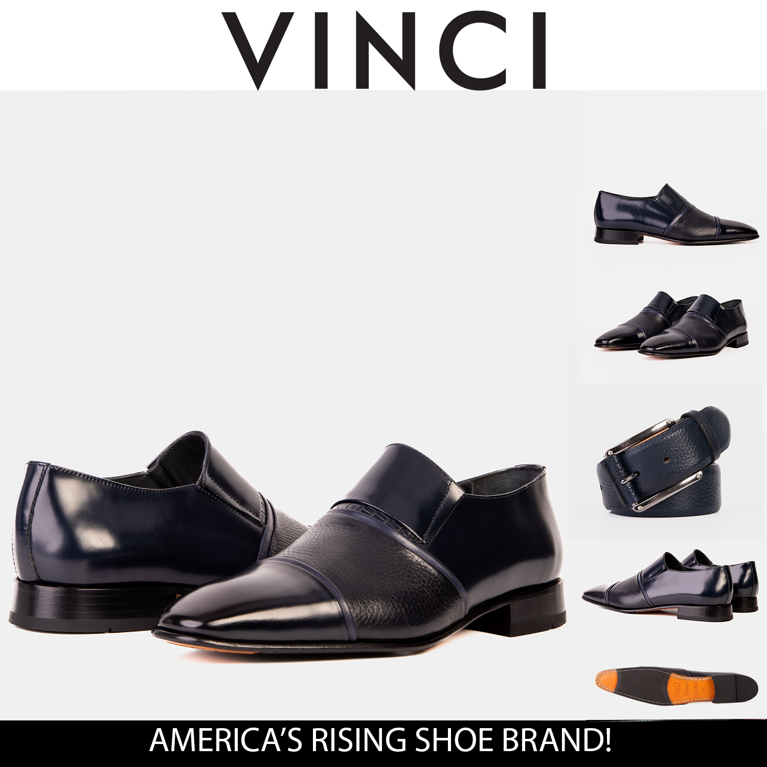 The Everest Navy Leather Cap Toe Dress Loafer Shoe All New
