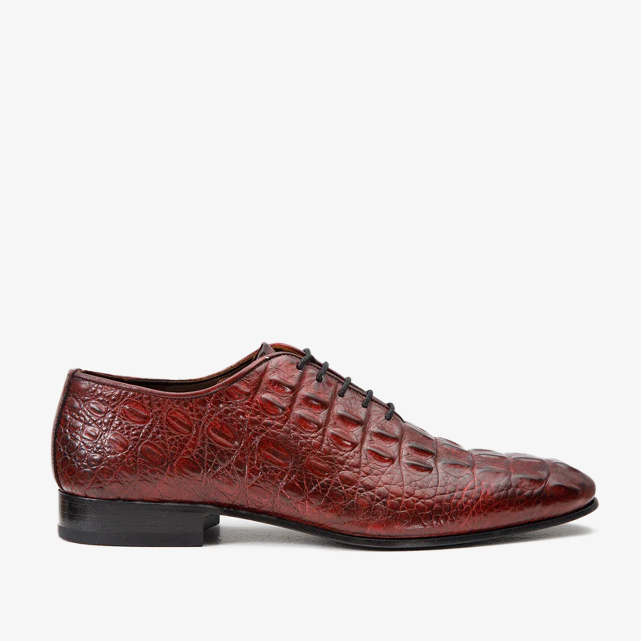The Randor Burgundy Crocodile Leather Oxford Shoe Universal Fit