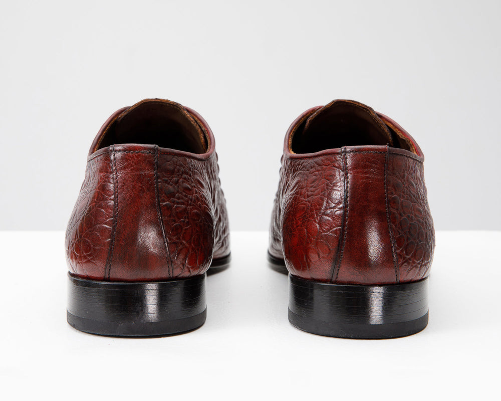 The Randor Burgundy Crocodile Leather Oxford Shoe Universal Fit