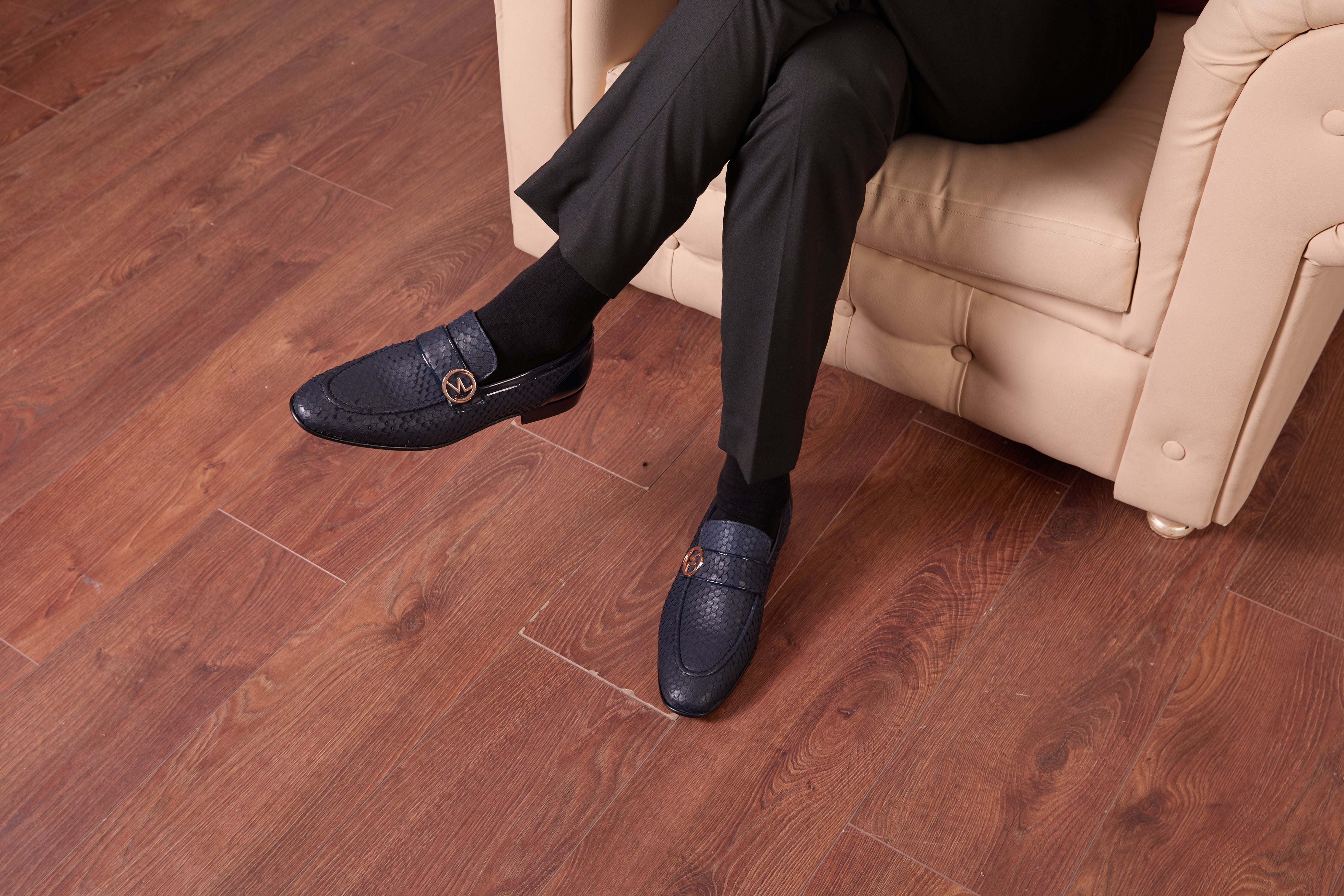 The Monarch Navy Blue Leather Dress Shoe Fine Craftsmanship