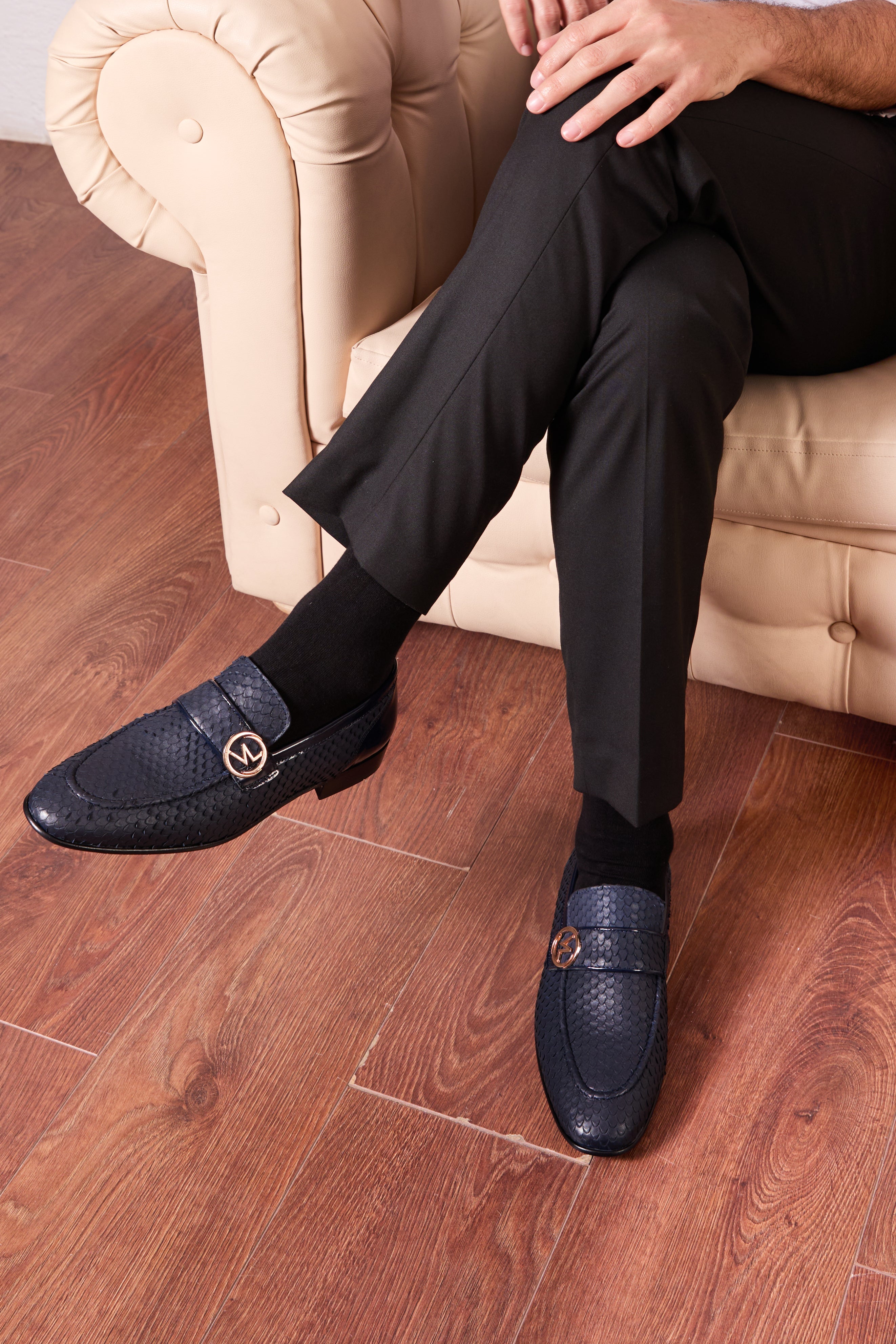 The Monarch Navy Blue Leather Dress Shoe Fine Craftsmanship