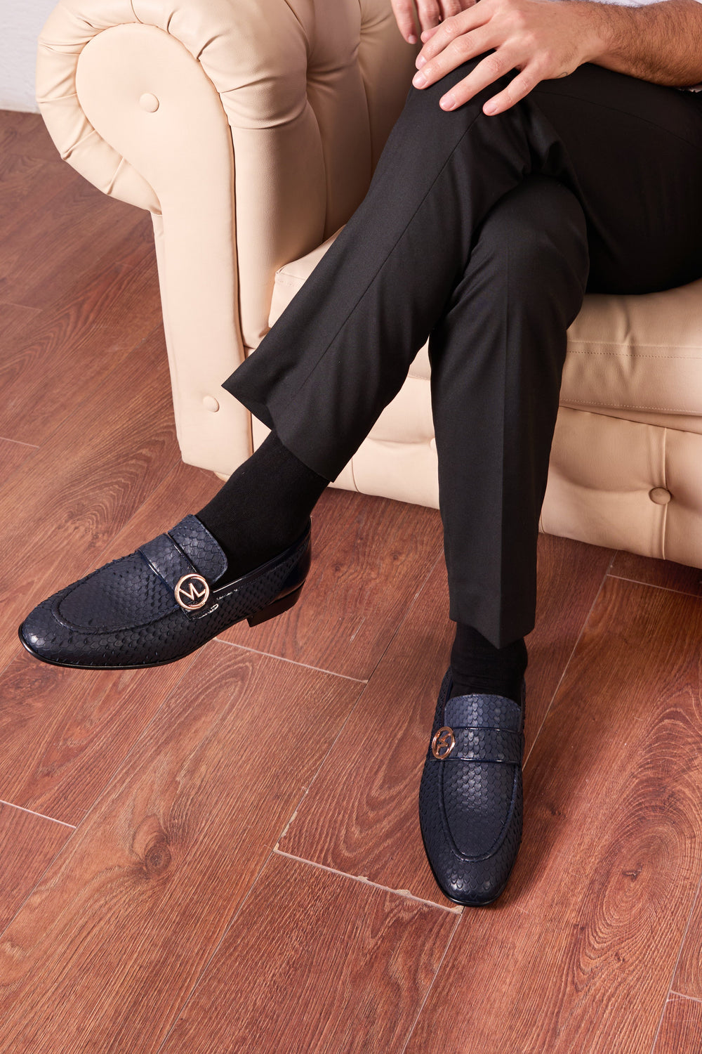 The Monarch Navy Blue Leather Dress Shoe Fine Craftsmanship