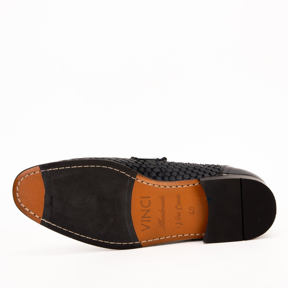 The Monarch Navy Blue Leather Dress Shoe Fine Craftsmanship