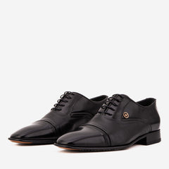 The Rockwell Handmade Black Leather Cap Toe Oxford Shoe All New