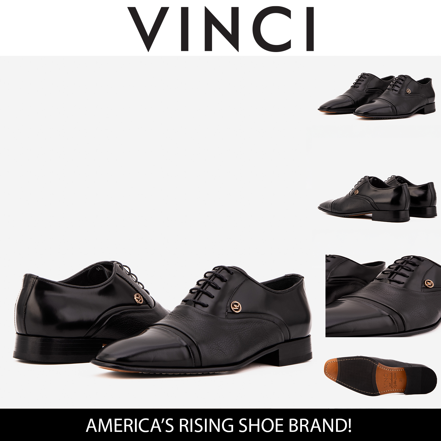 The Rockwell Handmade Black Leather Cap Toe Oxford Shoe All New