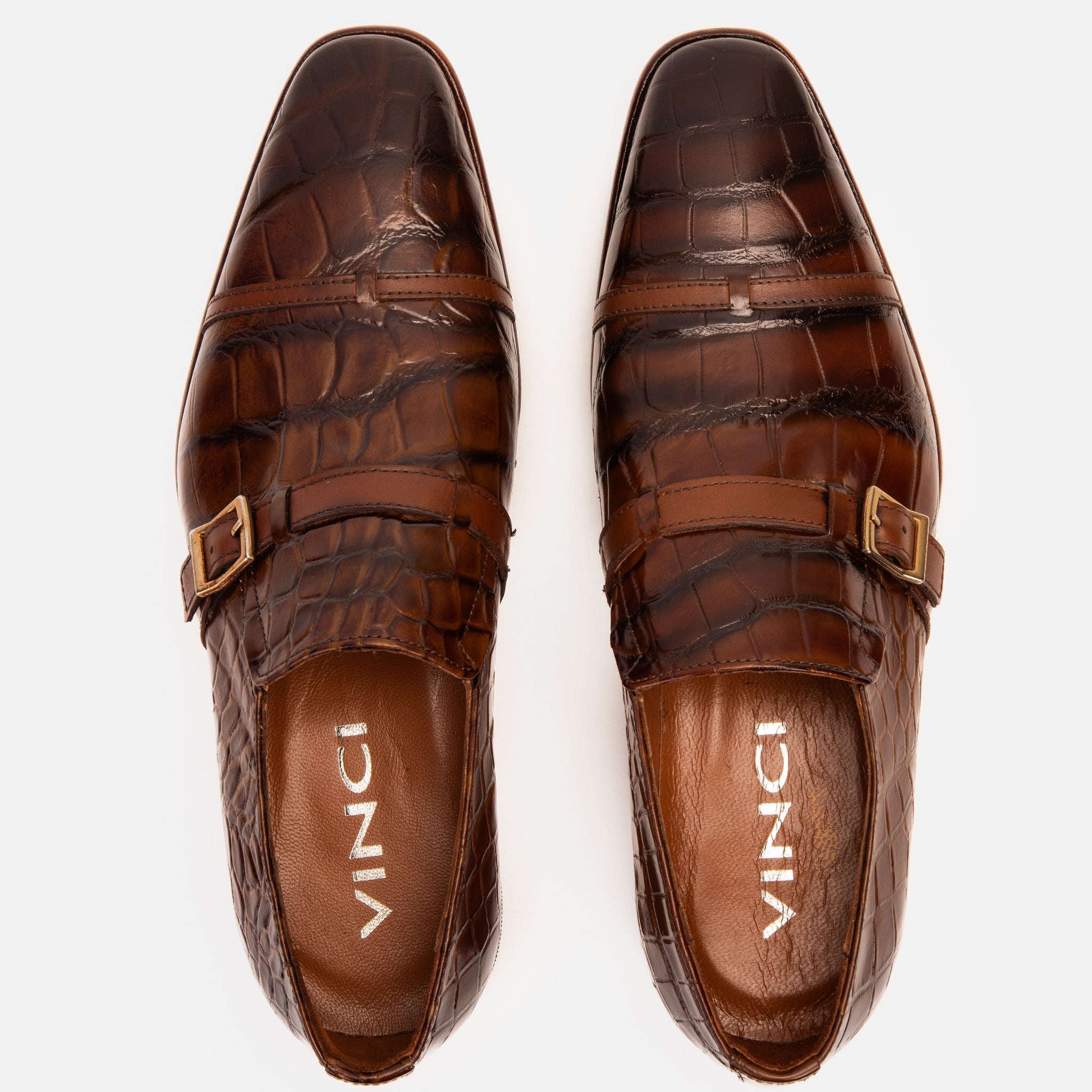 The Strat Single Monk Strap Cap Toe Brown Leather Handmade Shoe Universal Fit