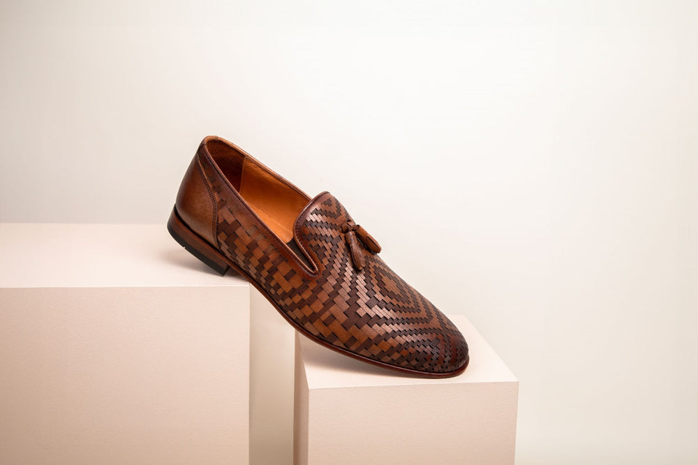 The Meram Brown Leather Tassel Slip-On Loafer Shoe Fine Craftsmanship