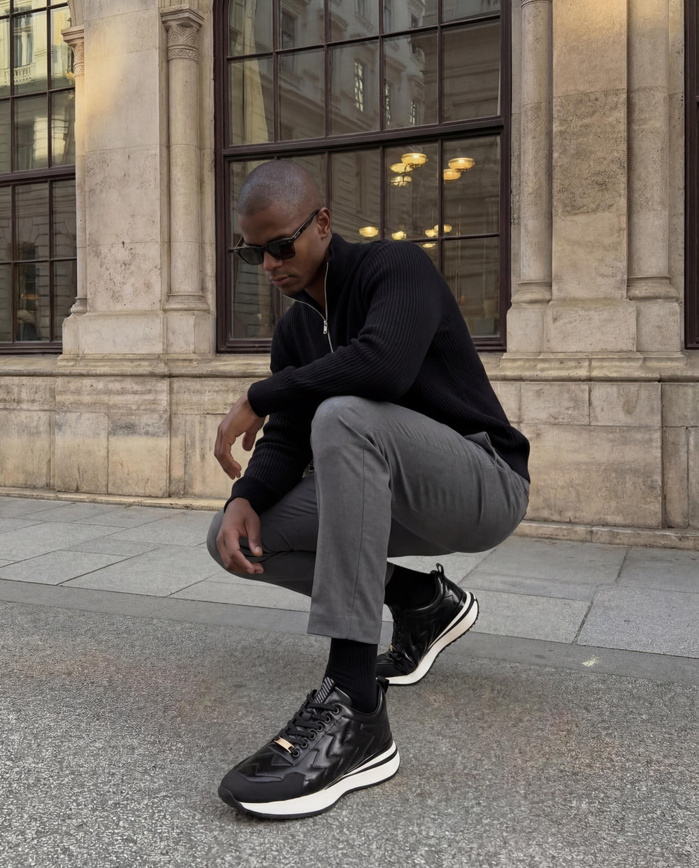 The Veneto Black Leather Sneaker Fine Craftsmanship