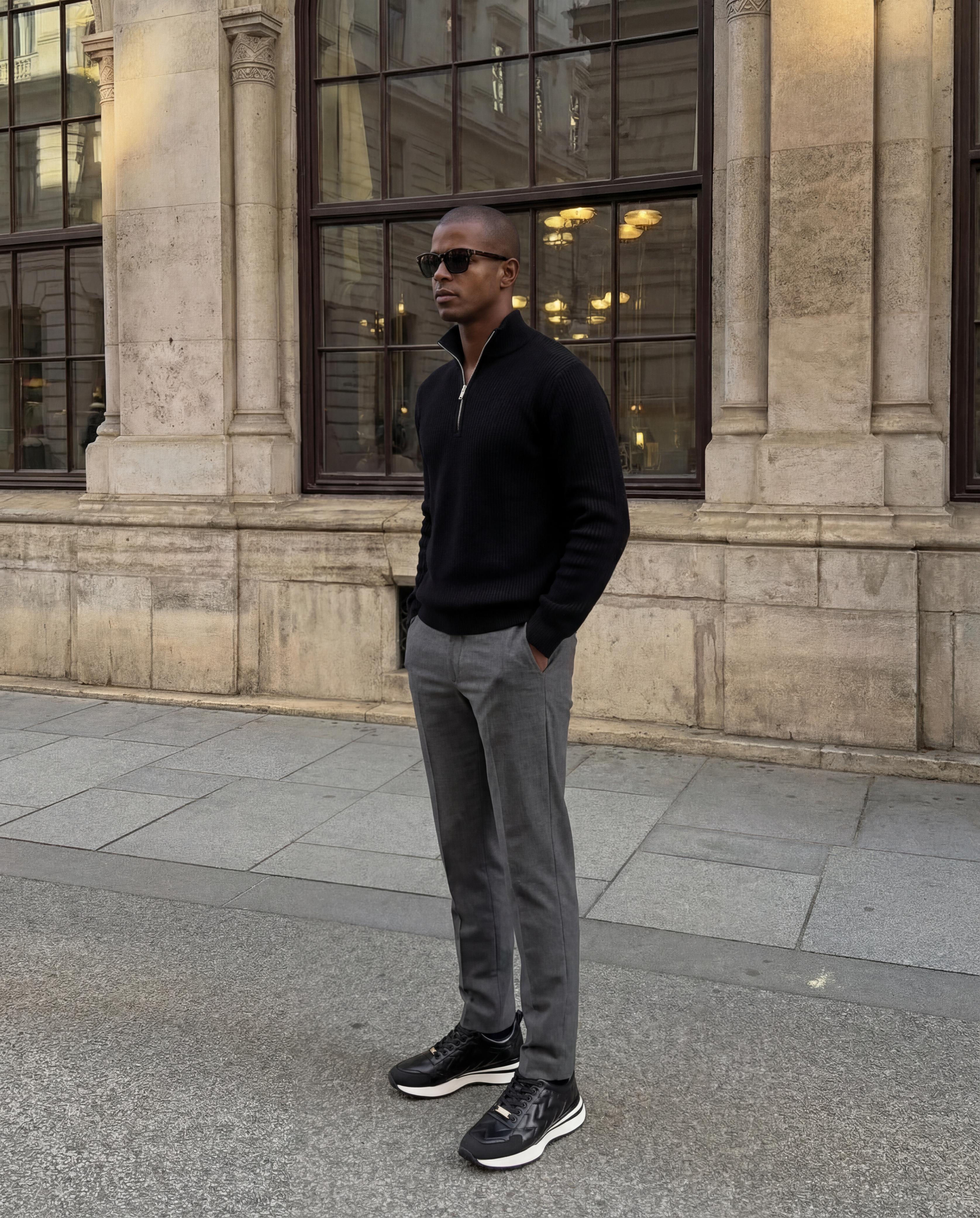 The Veneto Black Leather Sneaker Fine Craftsmanship