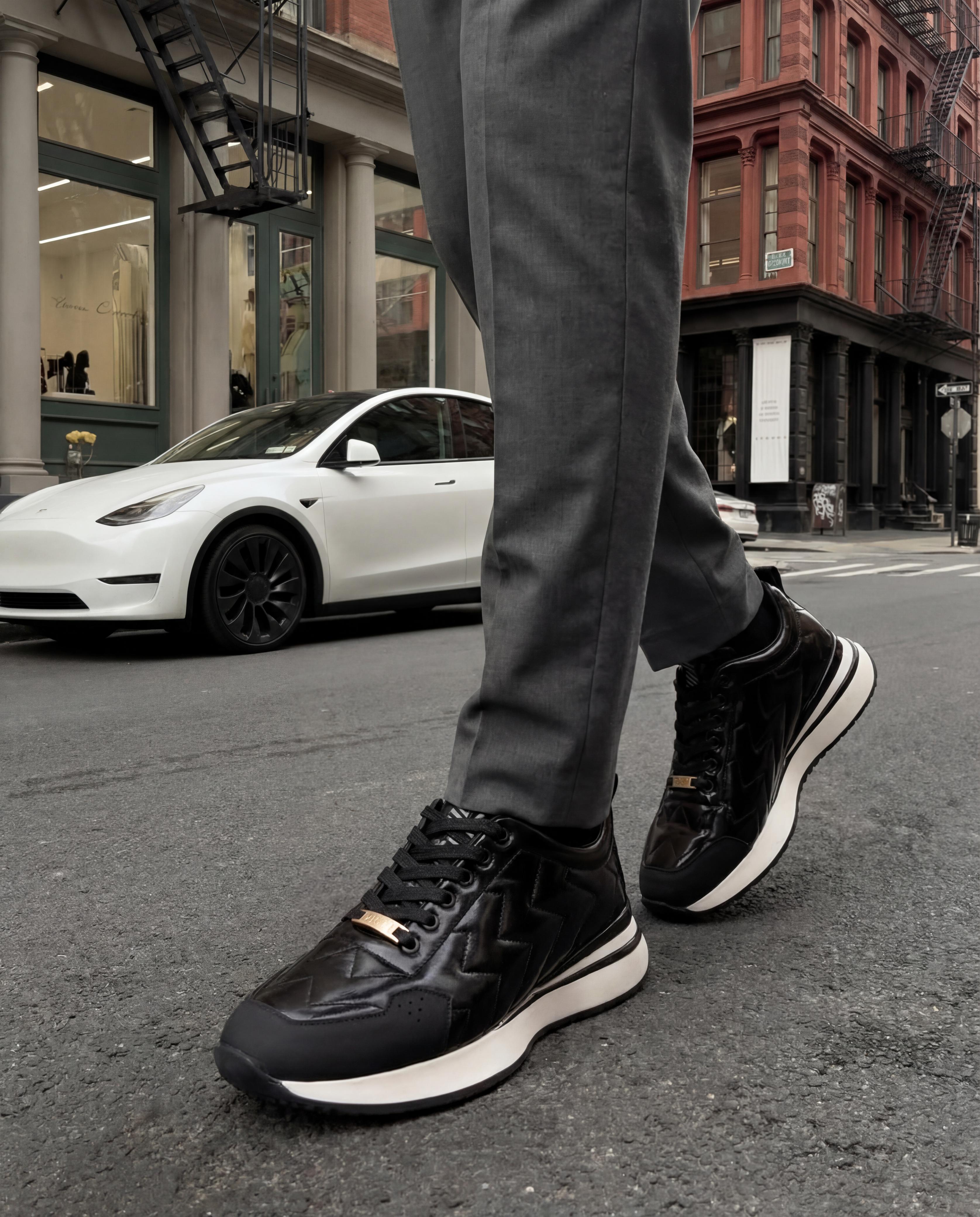 The Veneto Black Leather Sneaker Fine Craftsmanship
