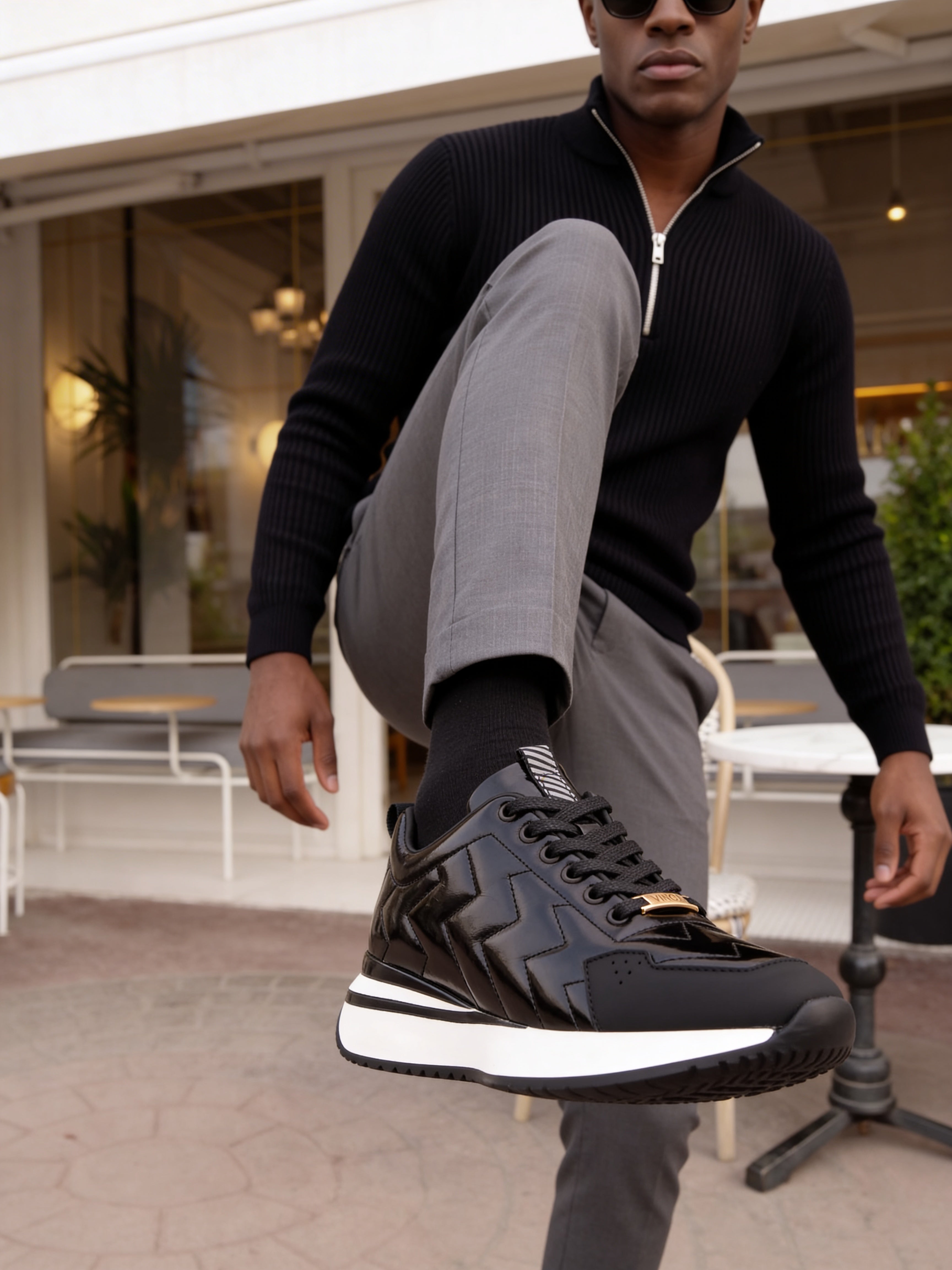 The Veneto Black Leather Sneaker Fine Craftsmanship