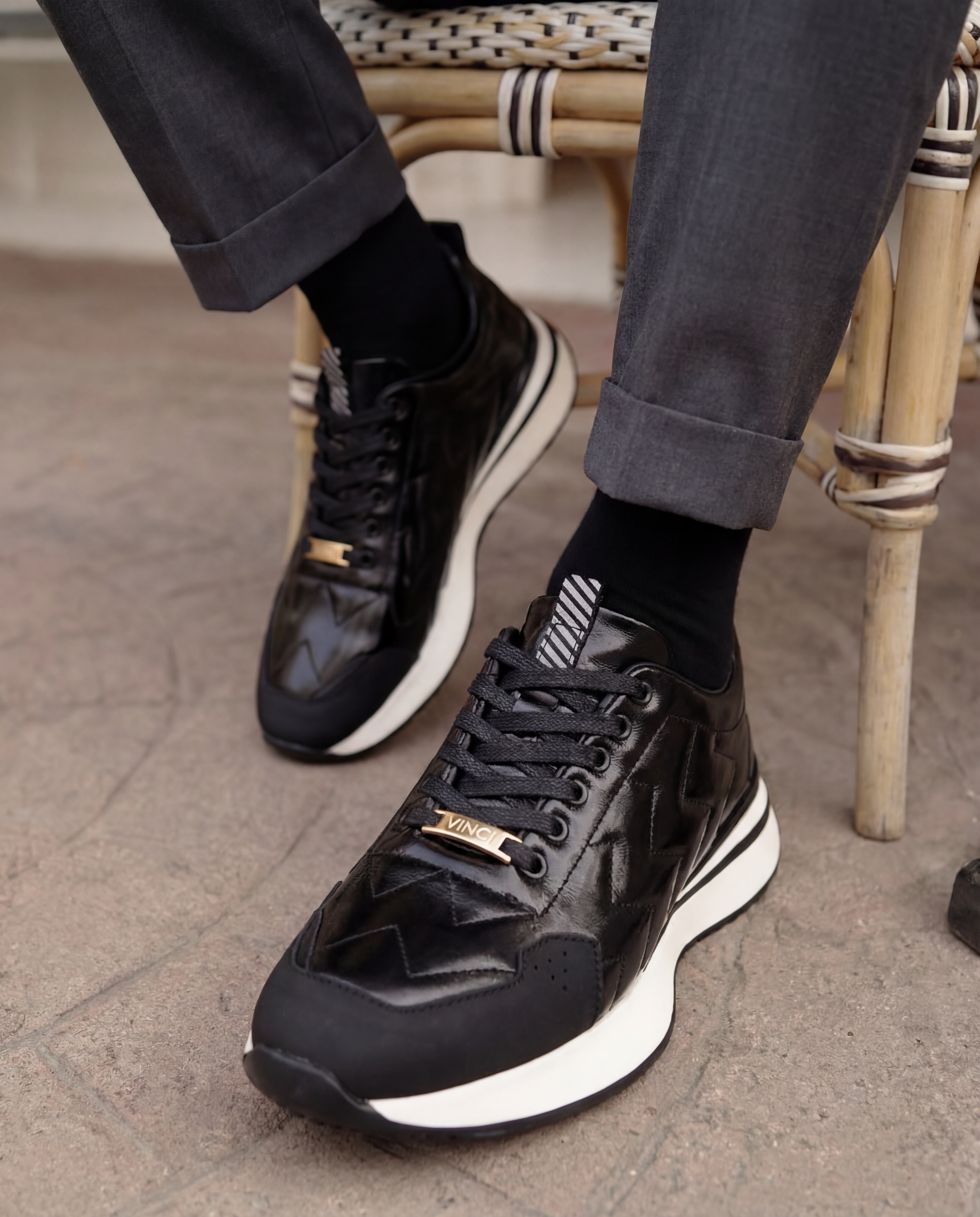 The Veneto Black Leather Sneaker Fine Craftsmanship
