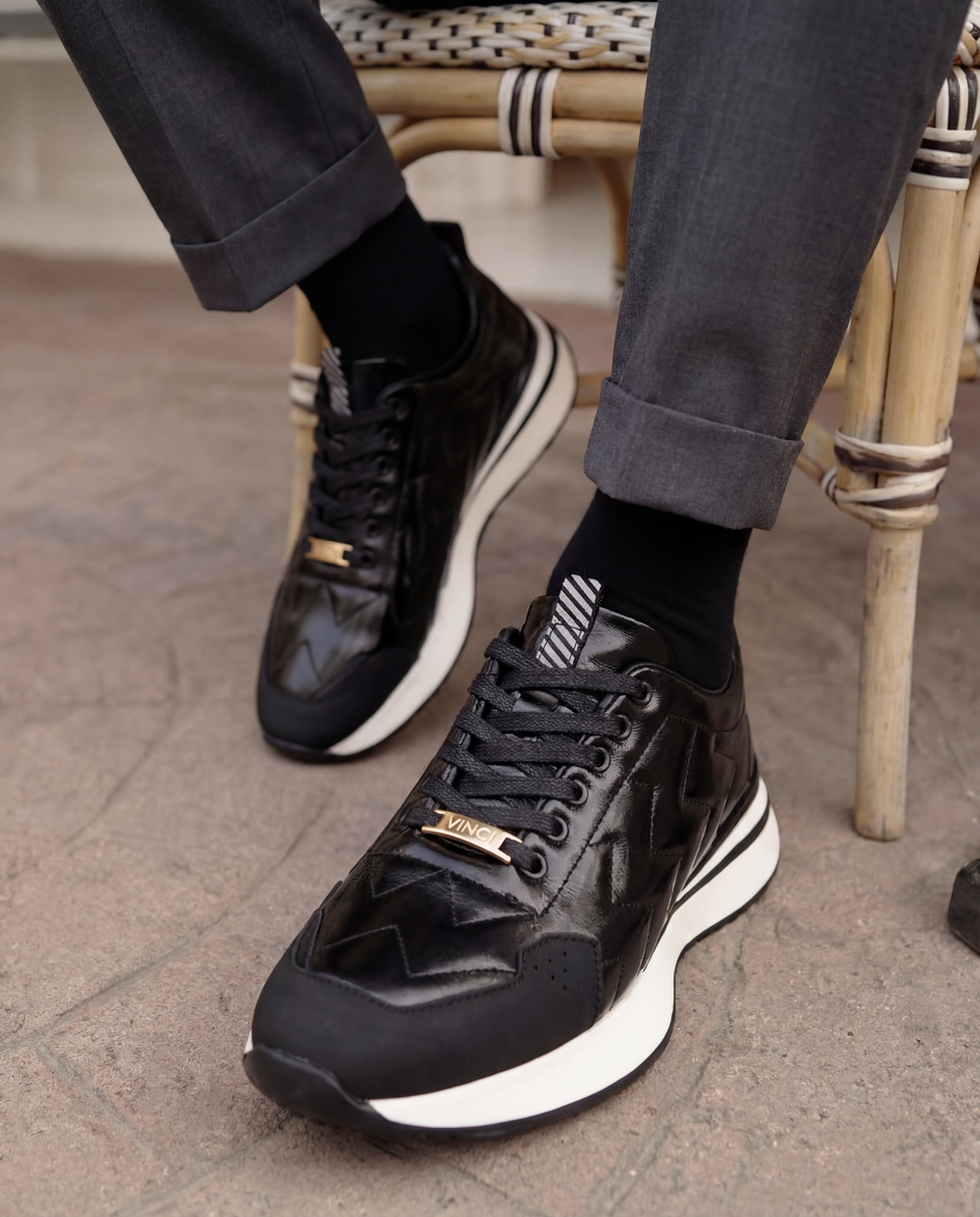 The Veneto Black Leather Sneaker Fine Craftsmanship
