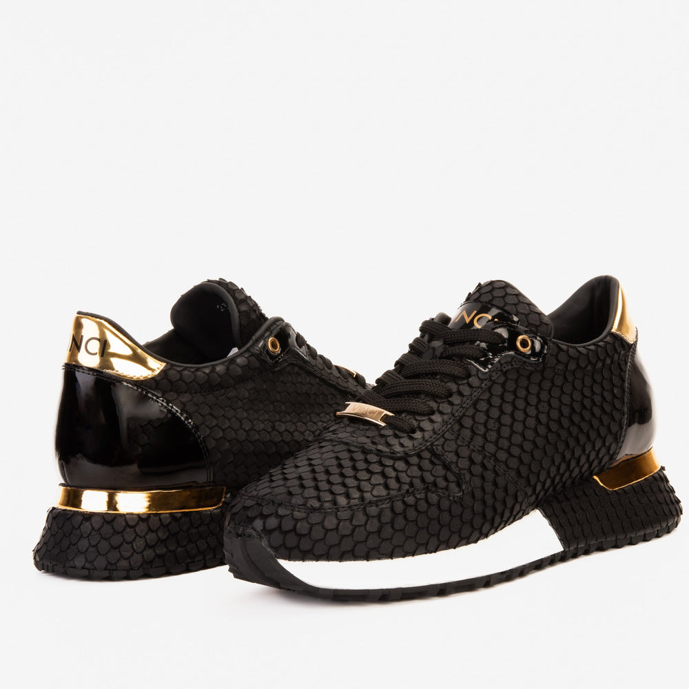 The Majesty Black Gold Leather Sneaker For Sale