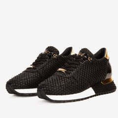 The Majesty Black Gold Leather Sneaker For Sale