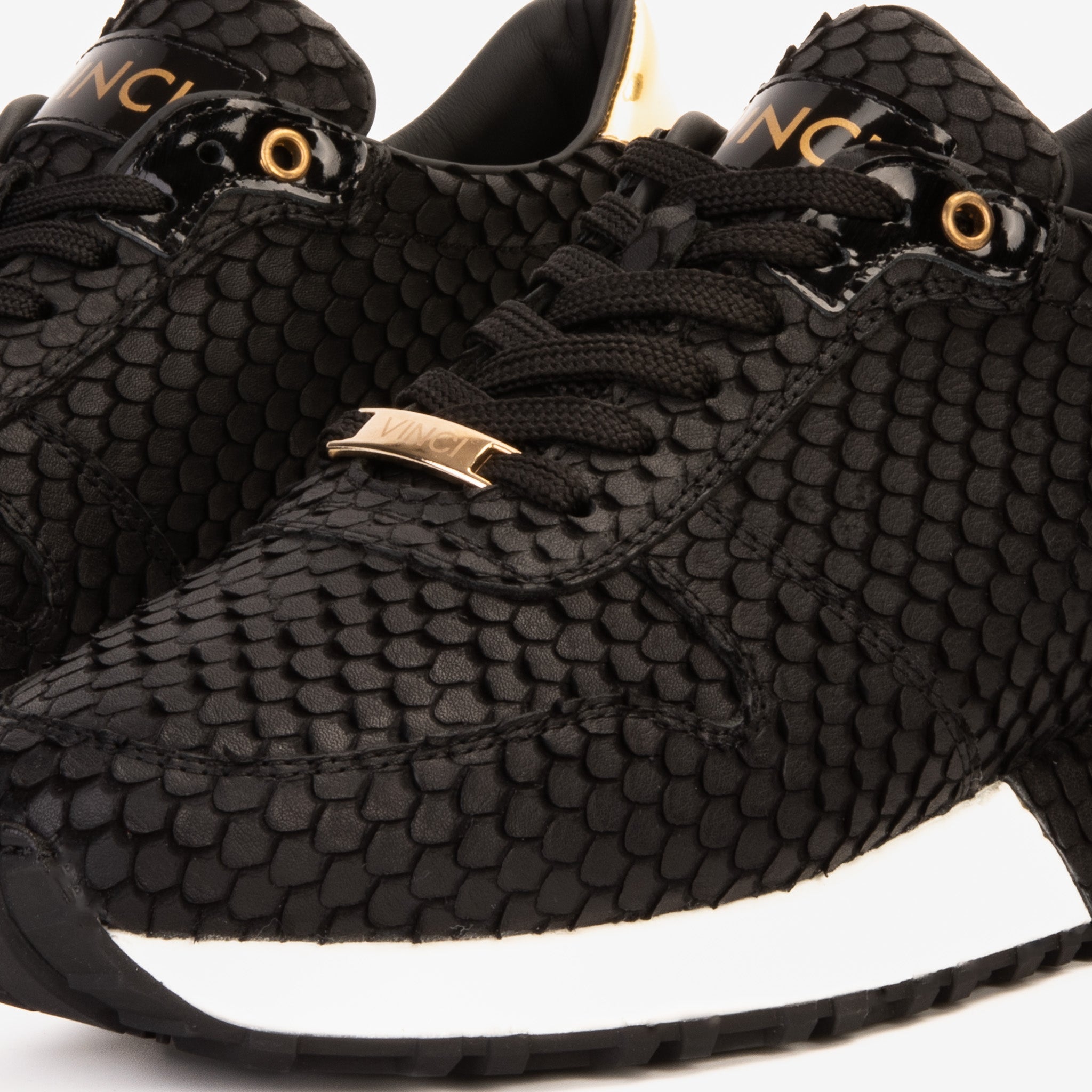 The Majesty Black Gold Leather Sneaker For Sale