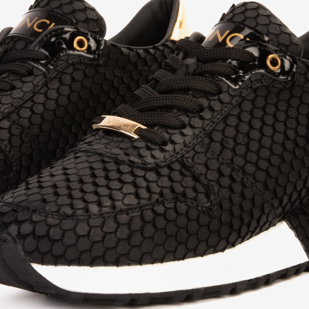 The Majesty Black Gold Leather Sneaker For Sale
