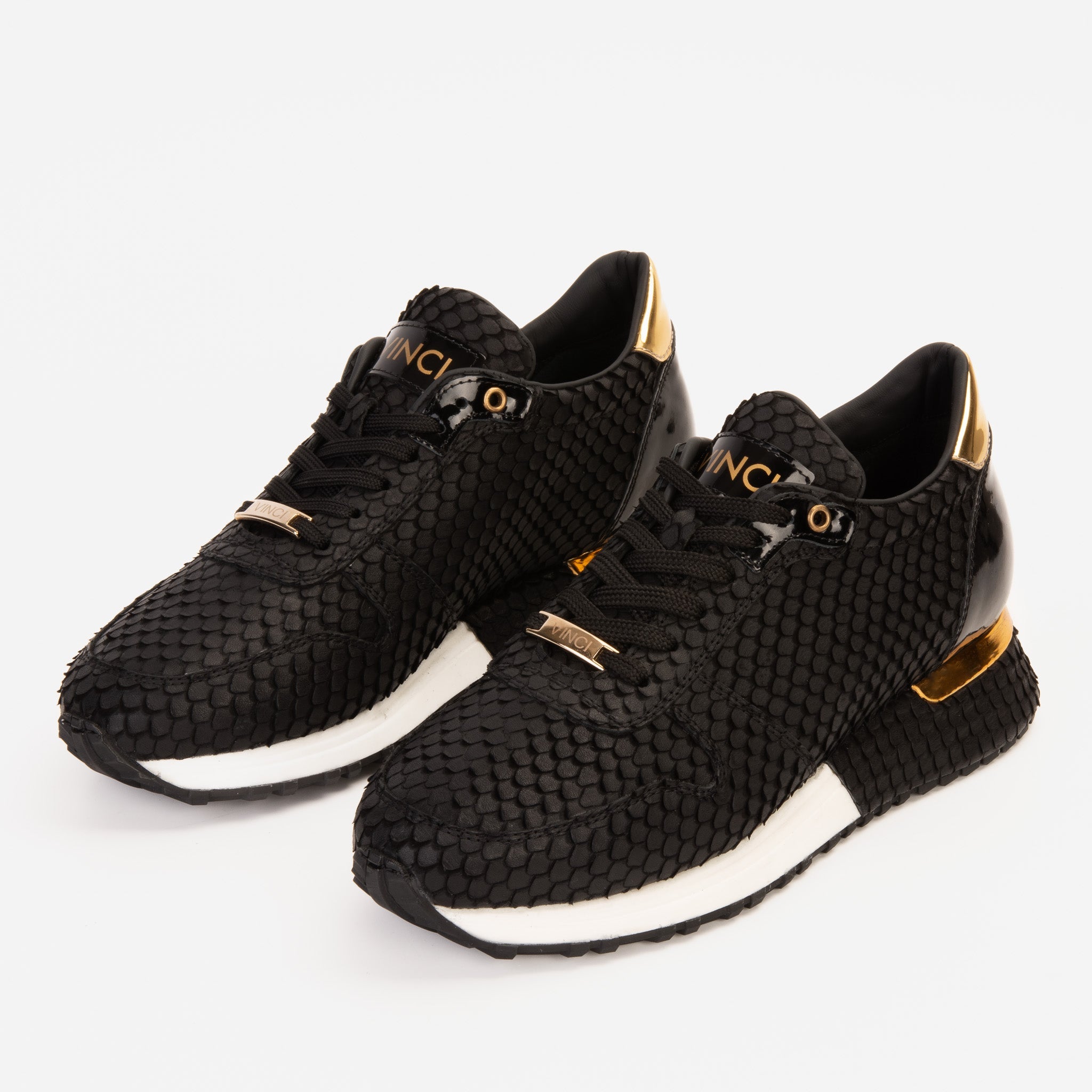 The Majesty Black Gold Leather Sneaker For Sale