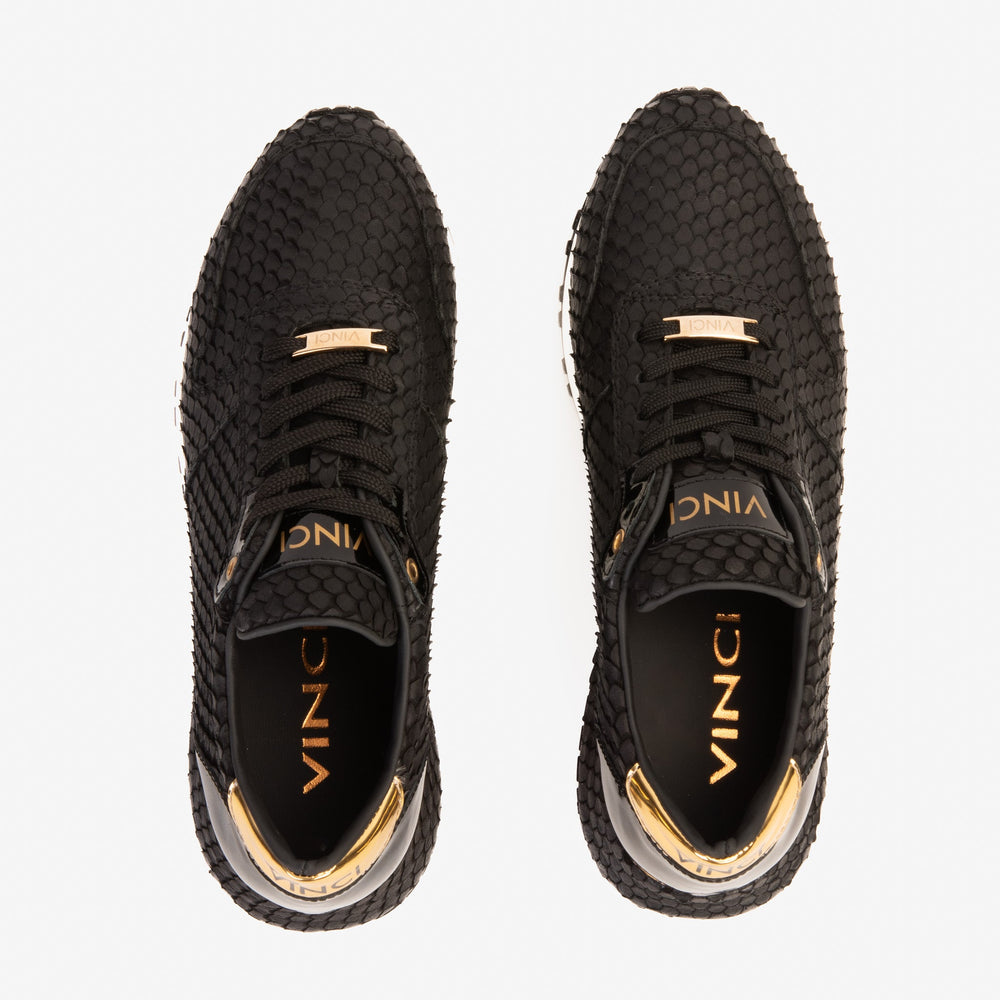 The Majesty Black Gold Leather Sneaker For Sale