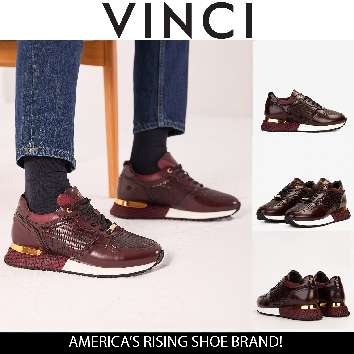 The Empire Burgundy Leather Sneaker Universal Fit