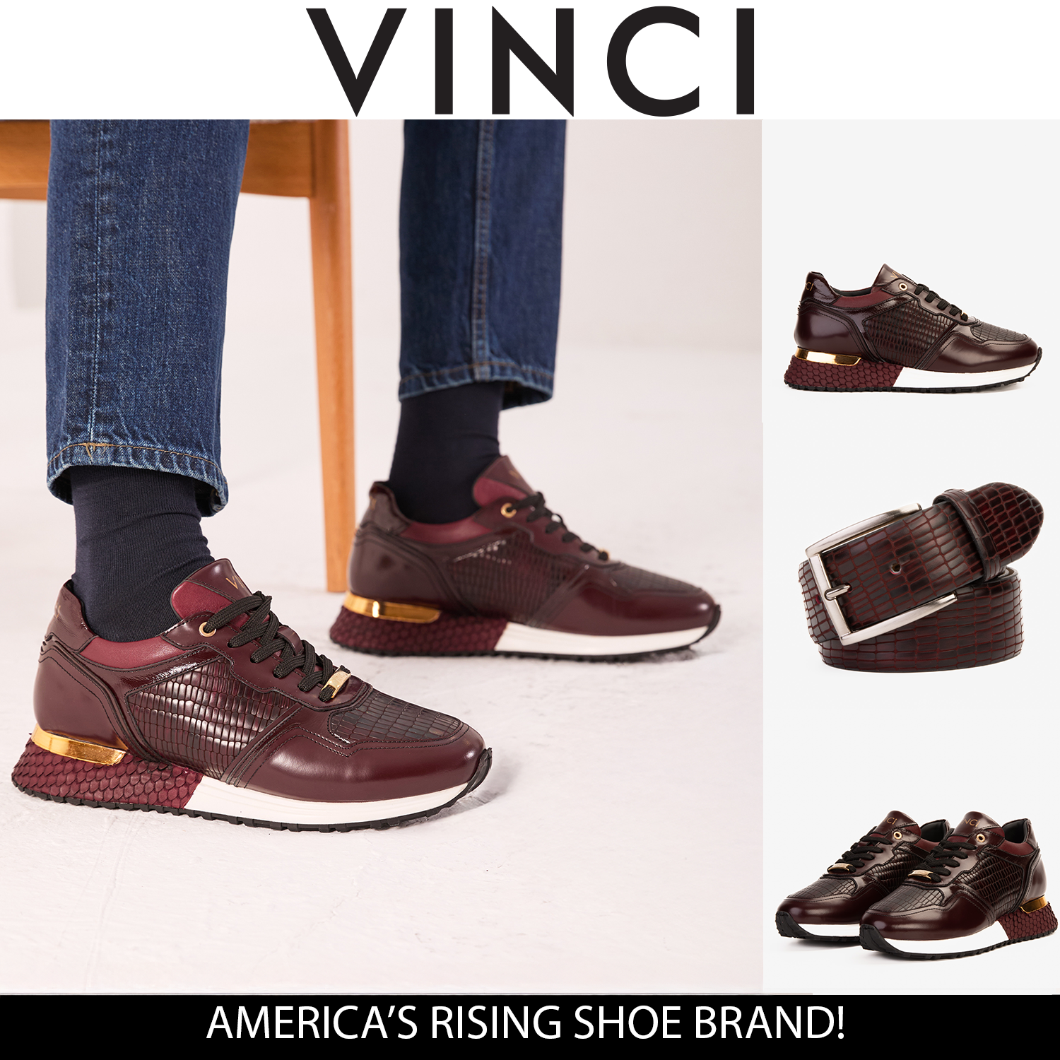 The Empire Burgundy Leather Sneaker Universal Fit