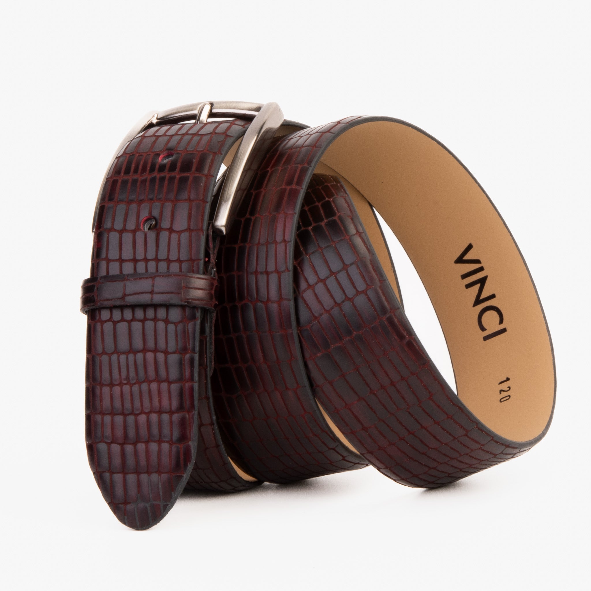 The Empire Burgundy Leather Belt Fine Craftsmanship