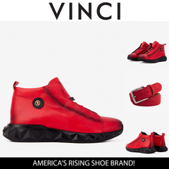 The Vertex Red Leather Men's Sneaker Exclusive Style