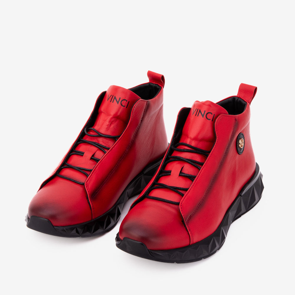 The Vertex Red Leather Men's Sneaker Exclusive Style