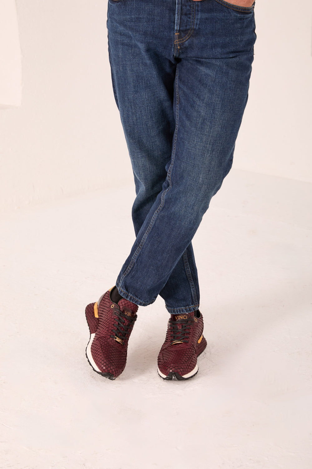 The Majesty Burgundy Leather Sneaker For Sale