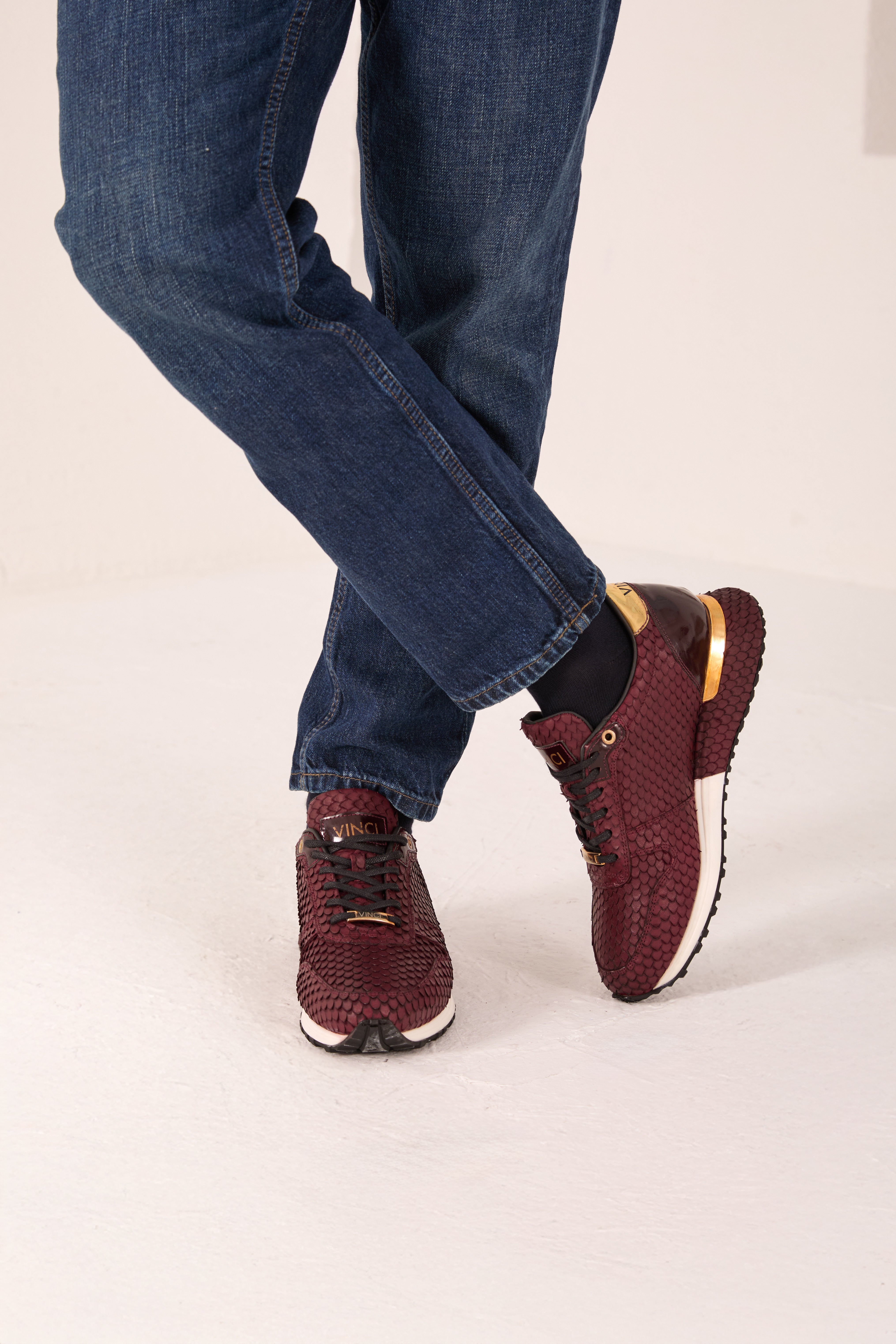 The Majesty Burgundy Leather Sneaker For Sale