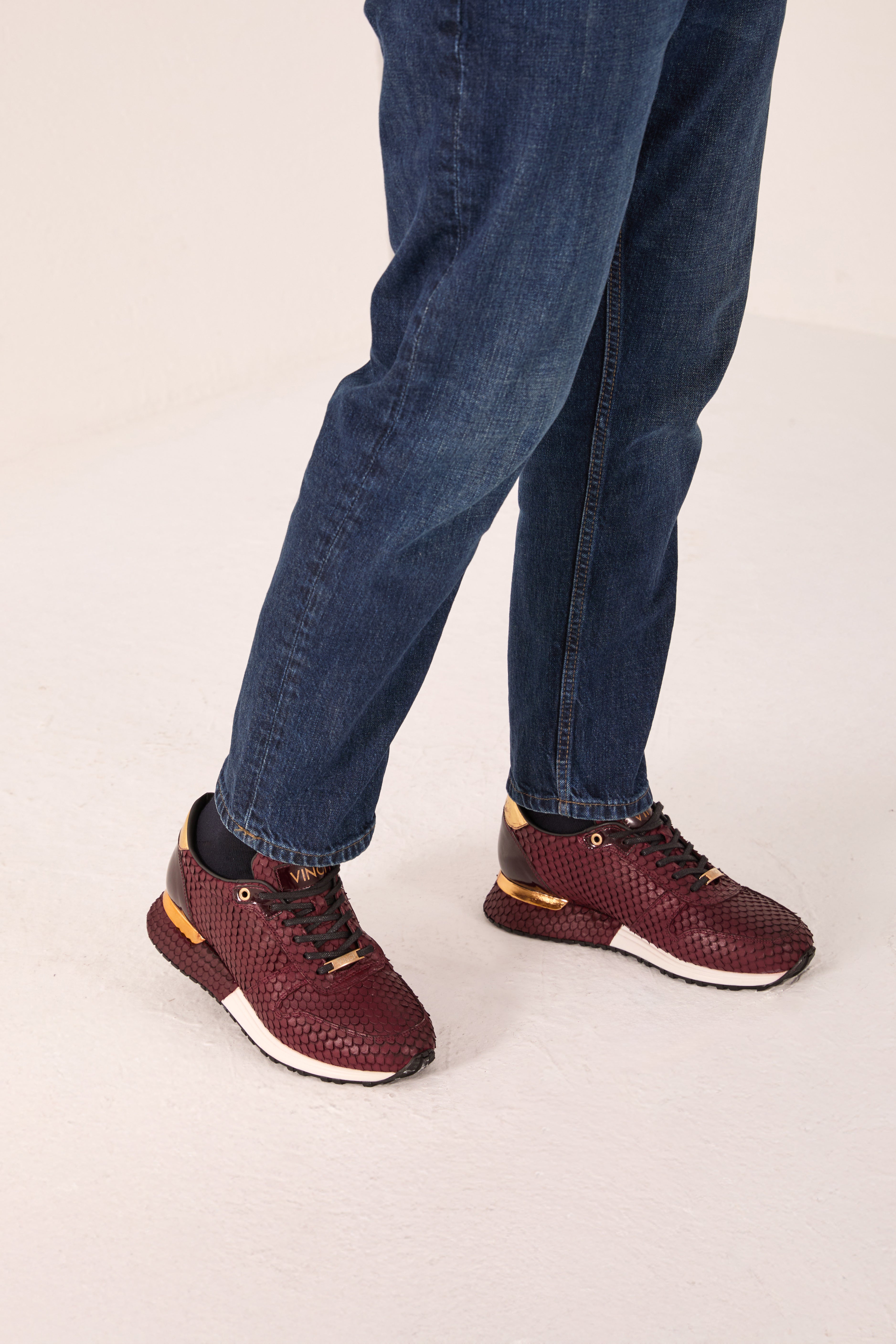 The Majesty Burgundy Leather Sneaker For Sale