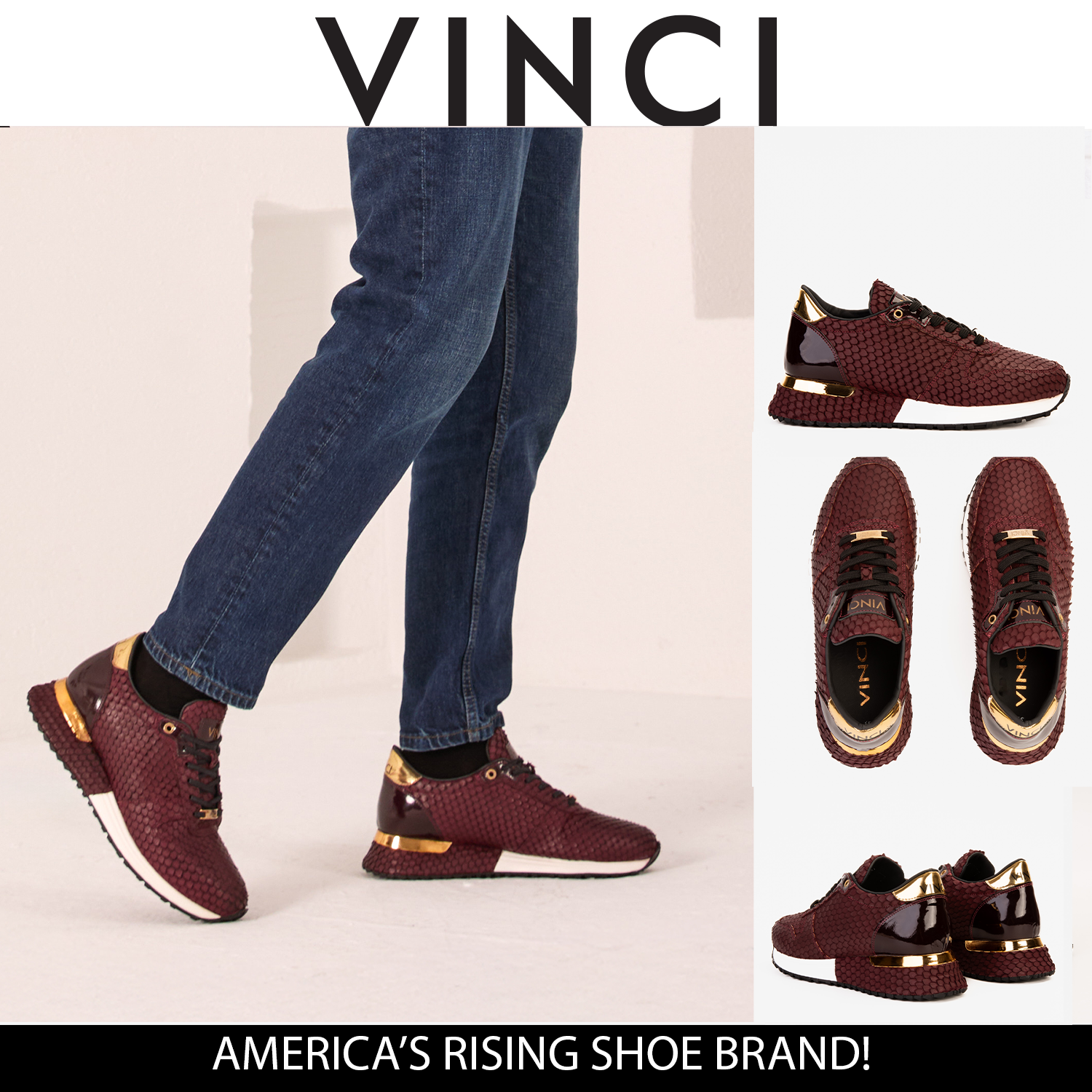 The Majesty Burgundy Leather Sneaker For Sale